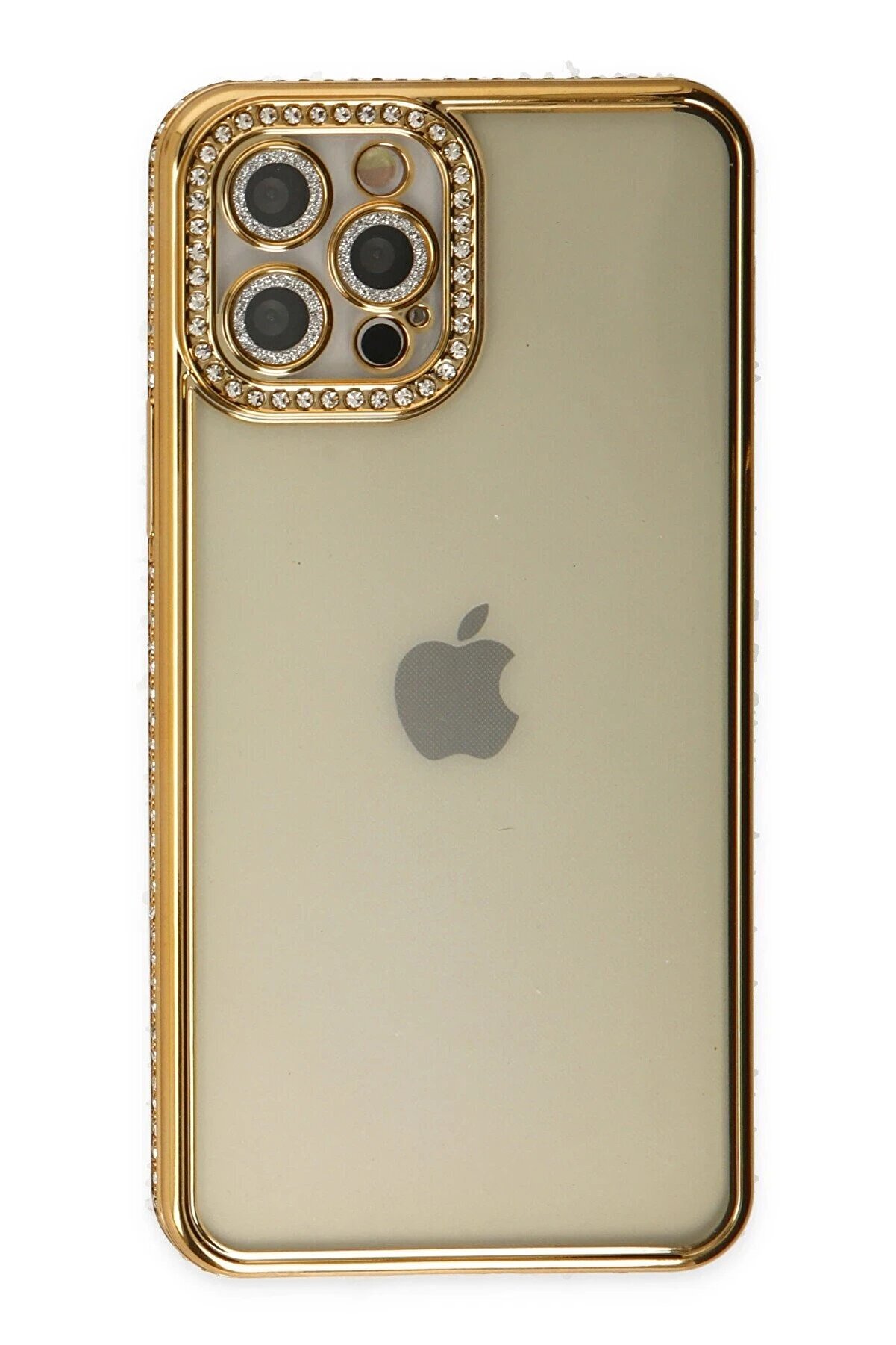 İphone 12 Pro Kılıf Joke Taşlı Si̇li̇kon - Gold - Dropx2913-7568