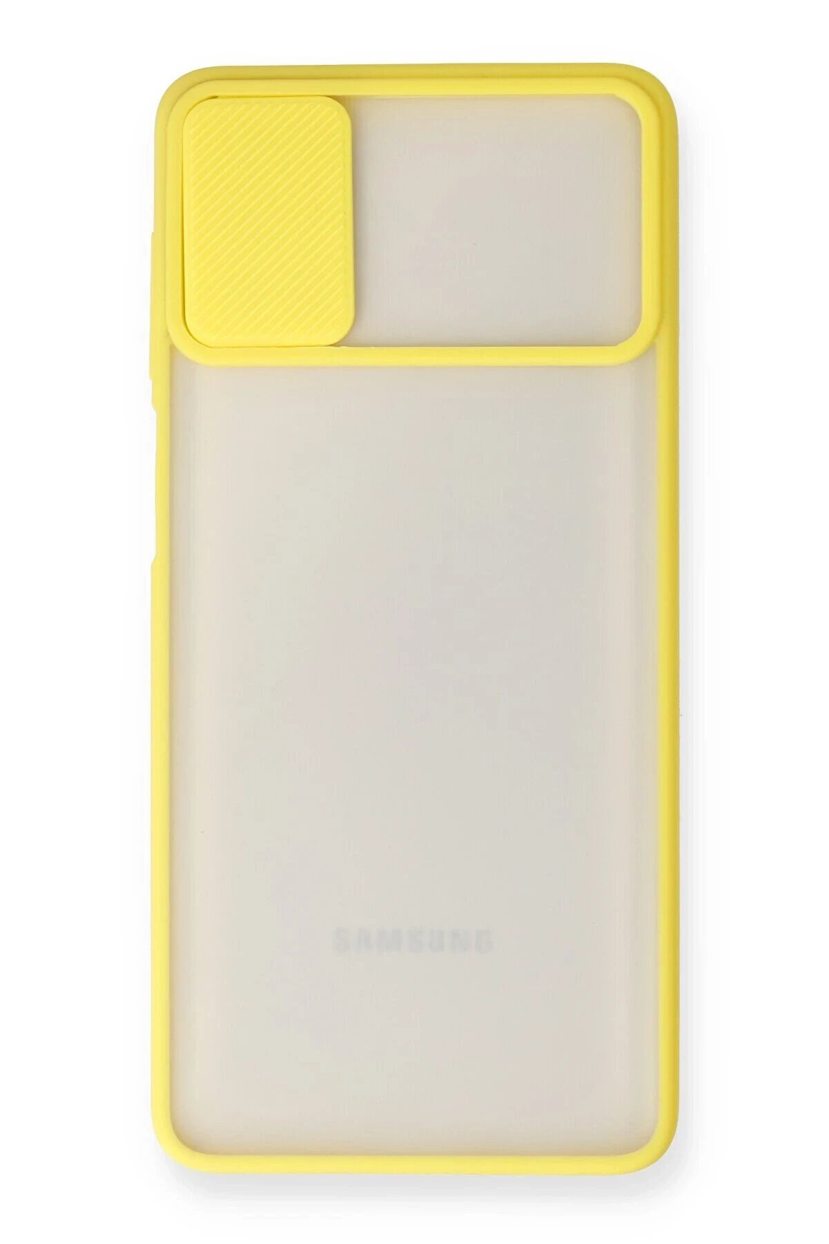 Samsung Galaxy M51 Kılıf Palm Buzlu Kamera Sürgülü Si̇li̇kon - Sarı - Dropx9092-2510