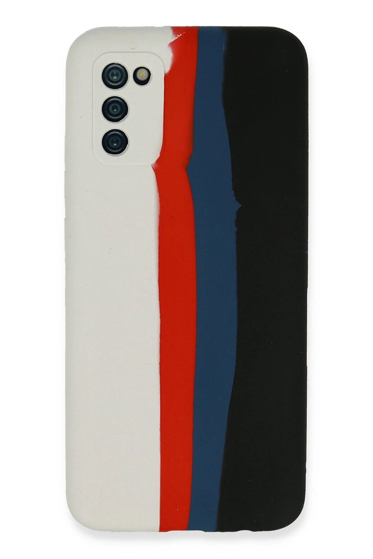 CepteToptan Samsung Galaxy A03S Kılıf Ebruli Lansman Silikon - Beyaz-Siyah - DROPX3374-2619