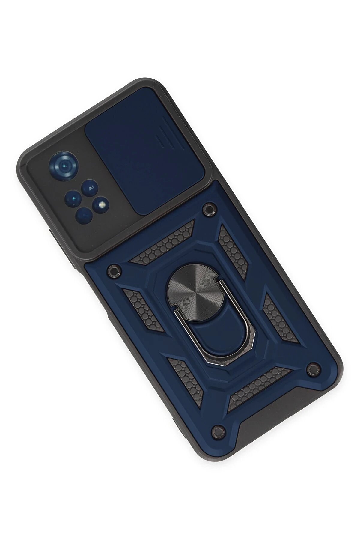 Xi̇aomi̇ Poco M4 Pro 4G Kılıf Pars Lens Yüzüklü Si̇li̇kon - Laci̇vert - Dropx3150-8097