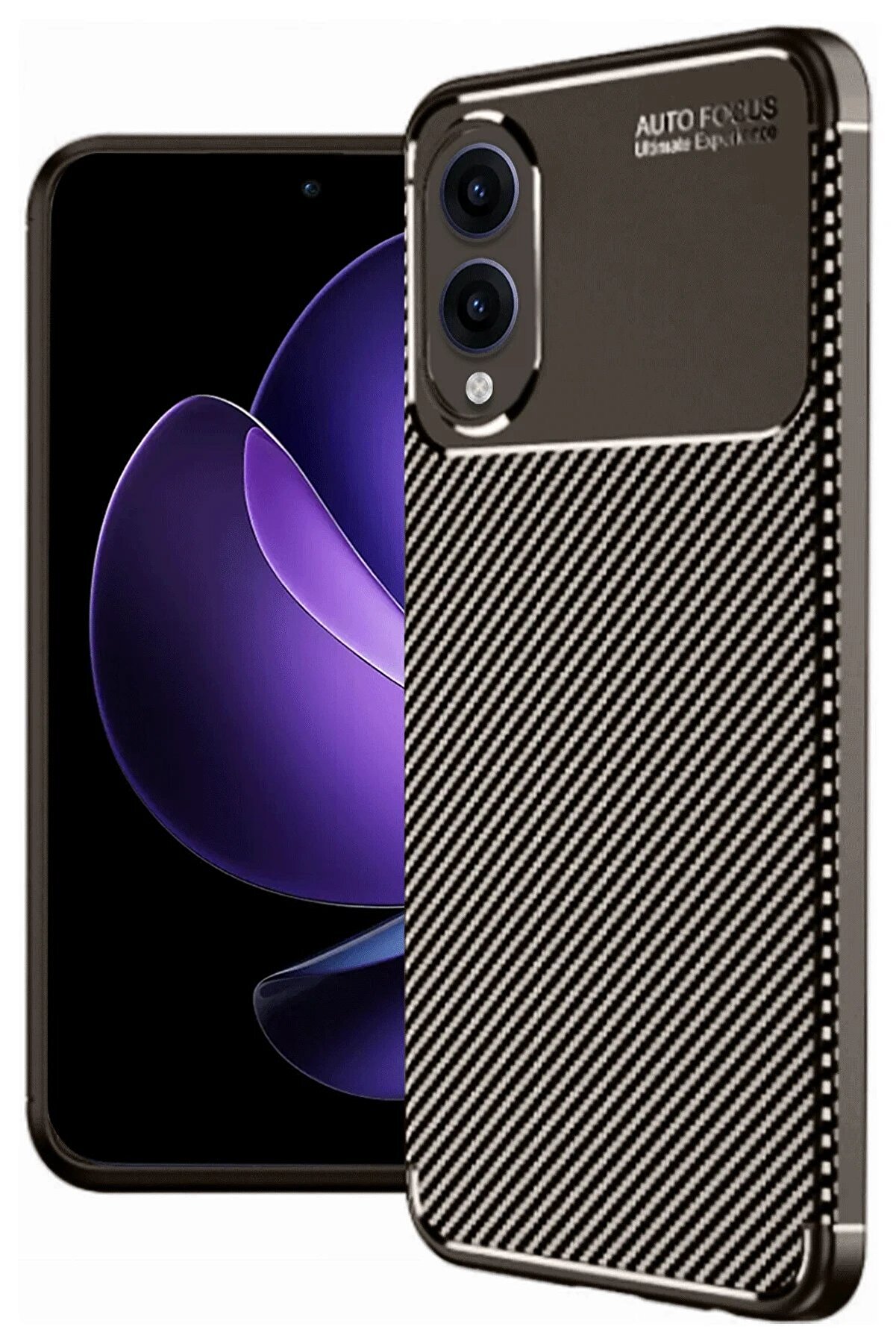 CepteToptan Samsung Galaxy S25 Edge Kılıf Auto Focus Karbon Kapak - Kahverengi - DROPX2346-8103