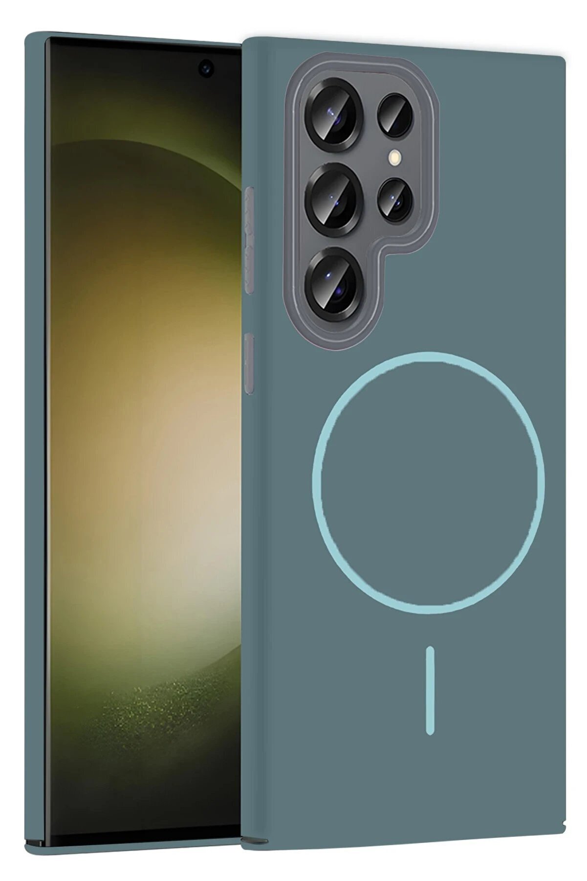 CepteToptan Samsung Galaxy S23 Ultra Broş Magsafe Kapak - Turkuaz - DROPX3902-7977