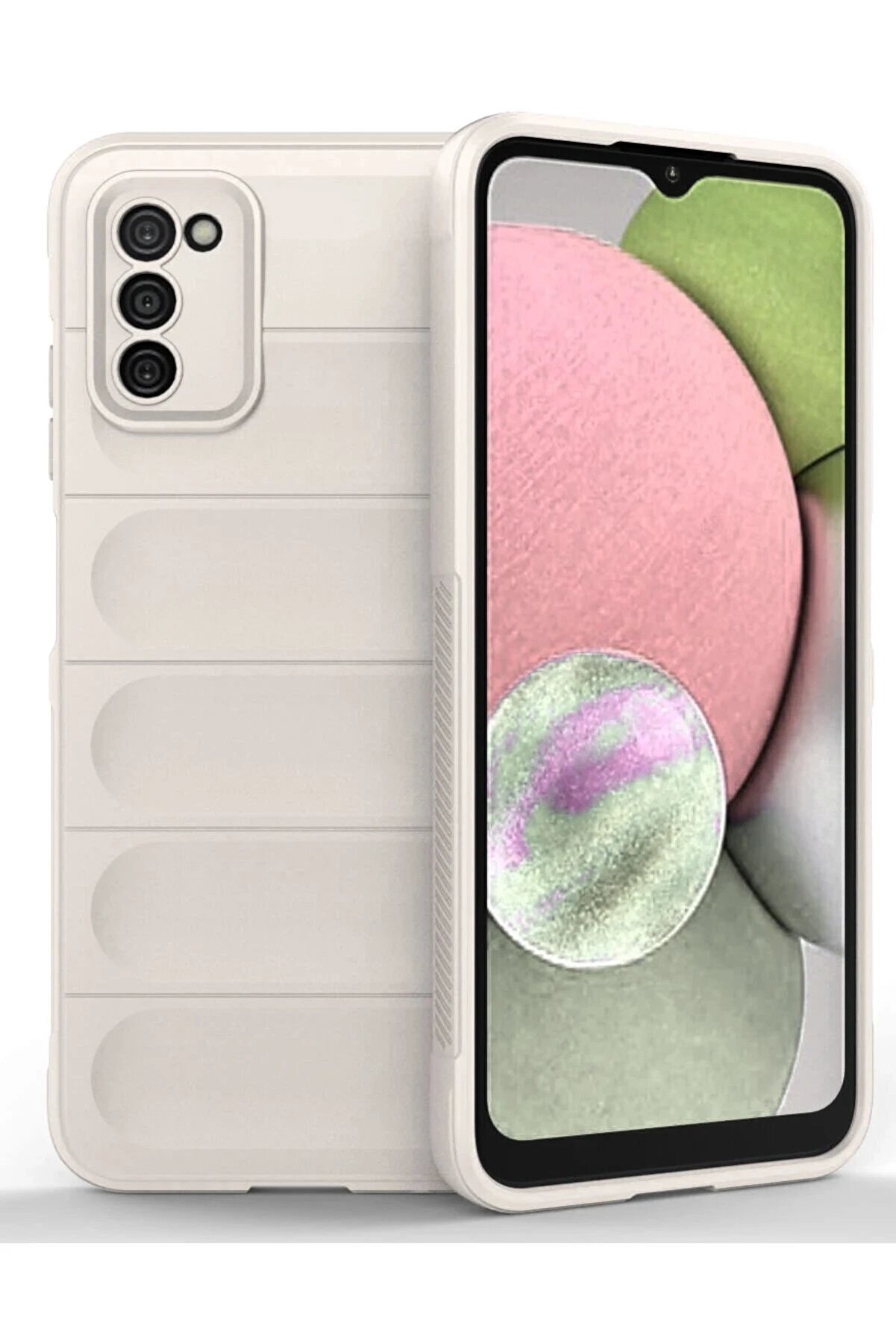 CepteToptan Samsung Galaxy A03S Kılıf Optimum Silikon - Krem - DROPX7626-6542