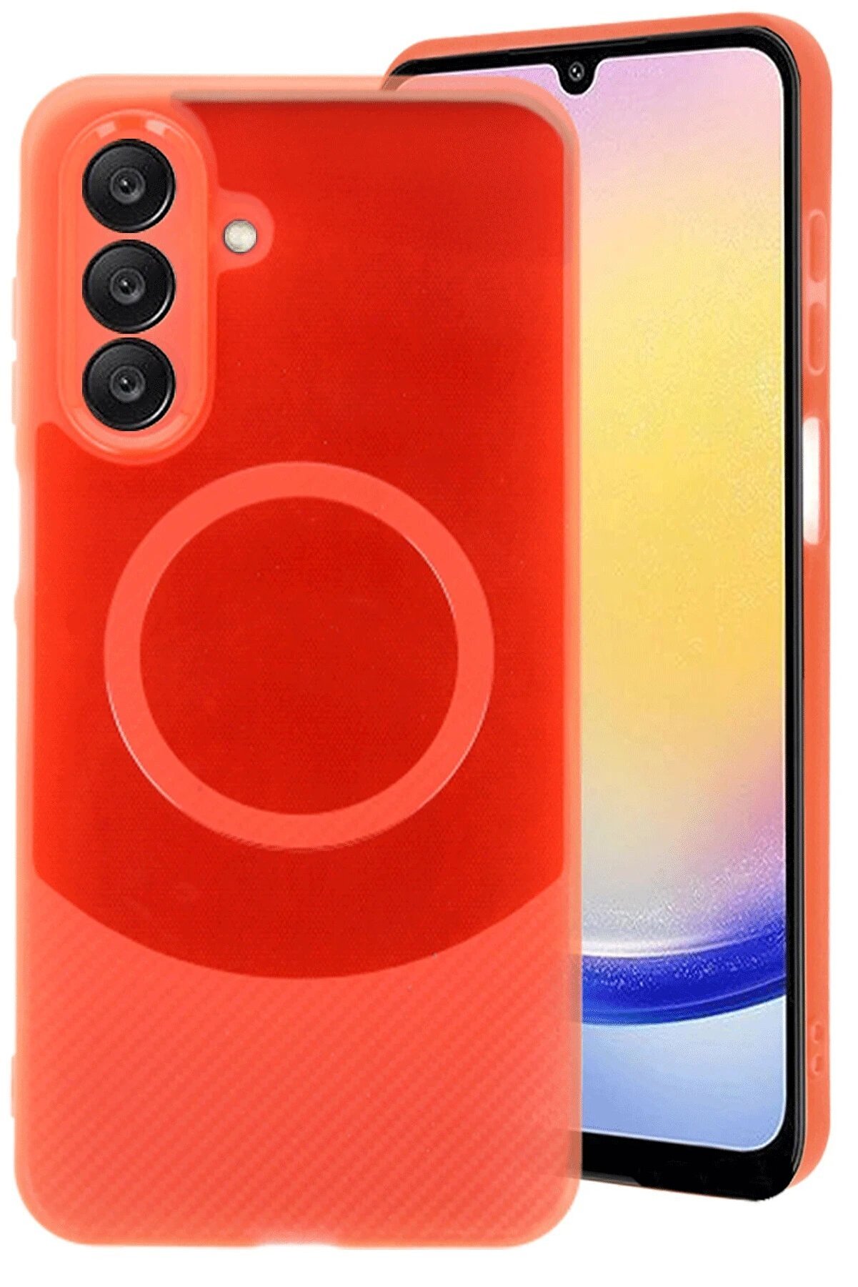 CepteToptan Samsung A16 5G Kılıf Maya Karbon Kapak - Kırmızı - DROPX1300-5367