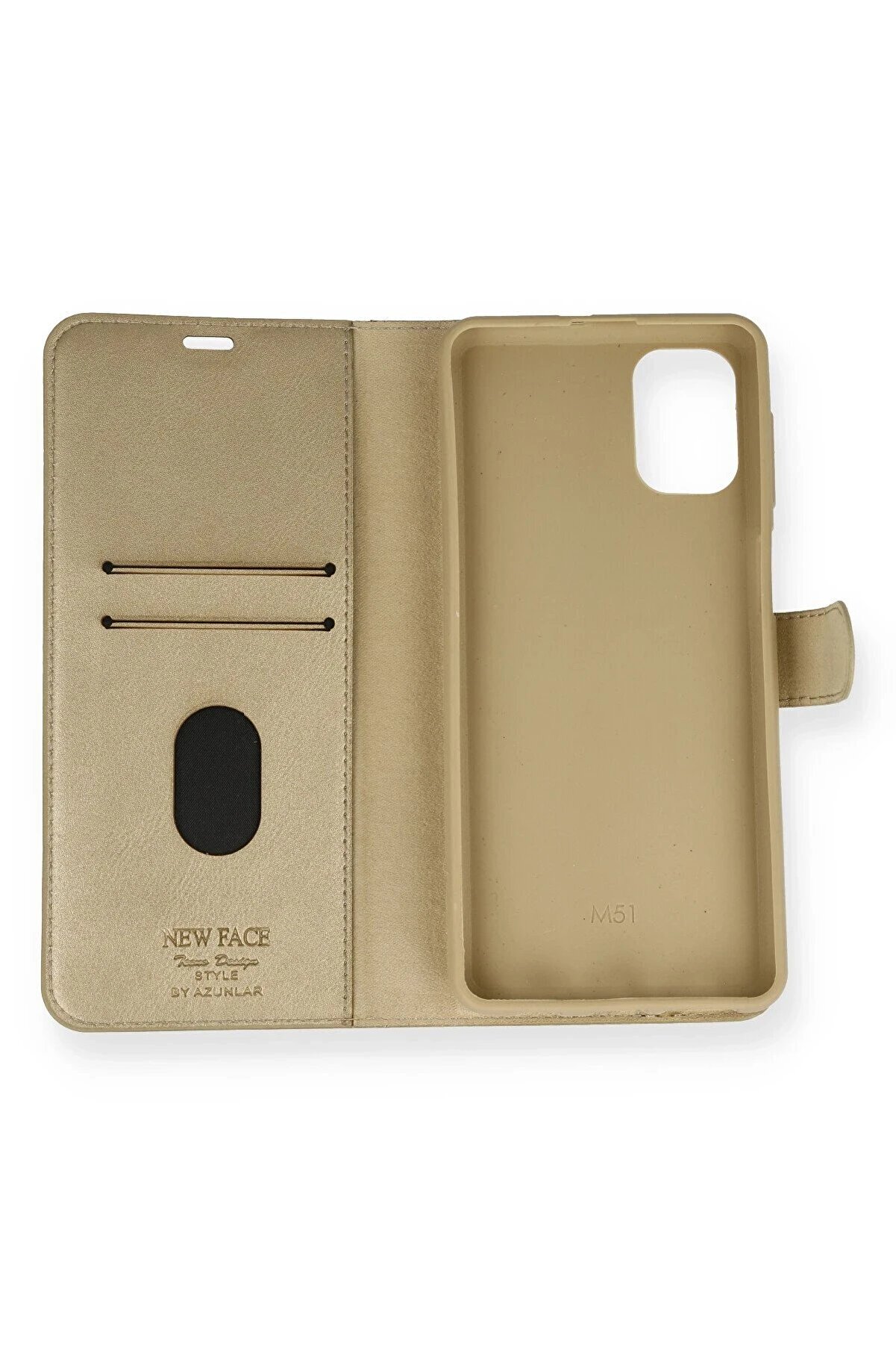 CepteToptan Samsung Galaxy M51 Trend S Plus Kapaklı Kılıf - Gold - DROPX4001-4546