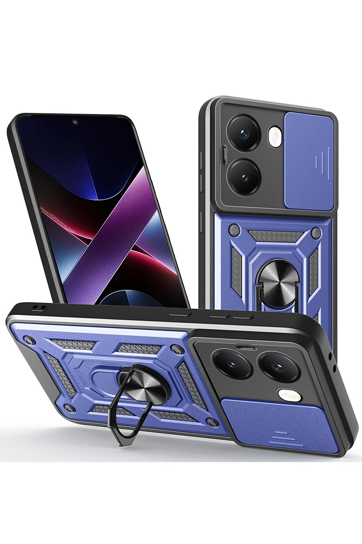 CepteToptan Xiaomi Poco X7 Pro Kılıf Pars Lens Yüzüklü Silikon - Lacivert - DROPX9928-9307