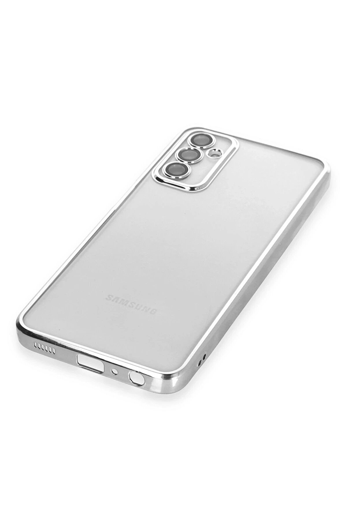 Samsung Galaxy M23 Kılıf Lensli̇ Si̇li̇kon - Gümüş - Dropx5567-5308