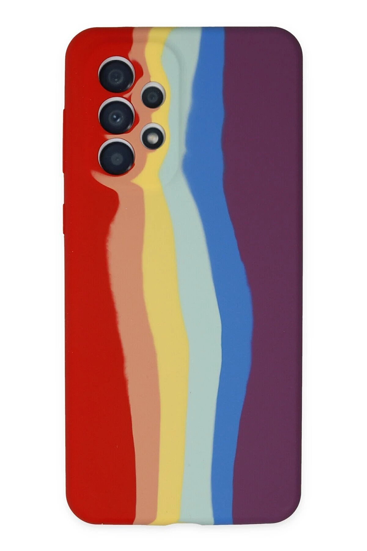 CepteToptan Samsung Galaxy A73 5G Kılıf Ebruli Lansman Silikon - Kırmızı-Mor - DROPX6761-1942