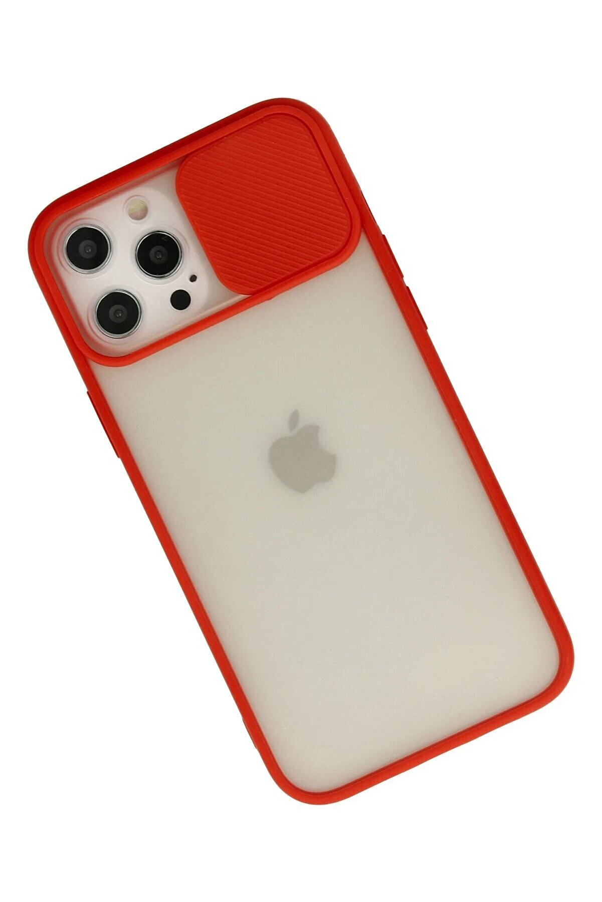 İphone 12 Pro Max Kılıf Palm Buzlu Kamera Sürgülü Si̇li̇kon - Kırmızı - Dropx9009-1139