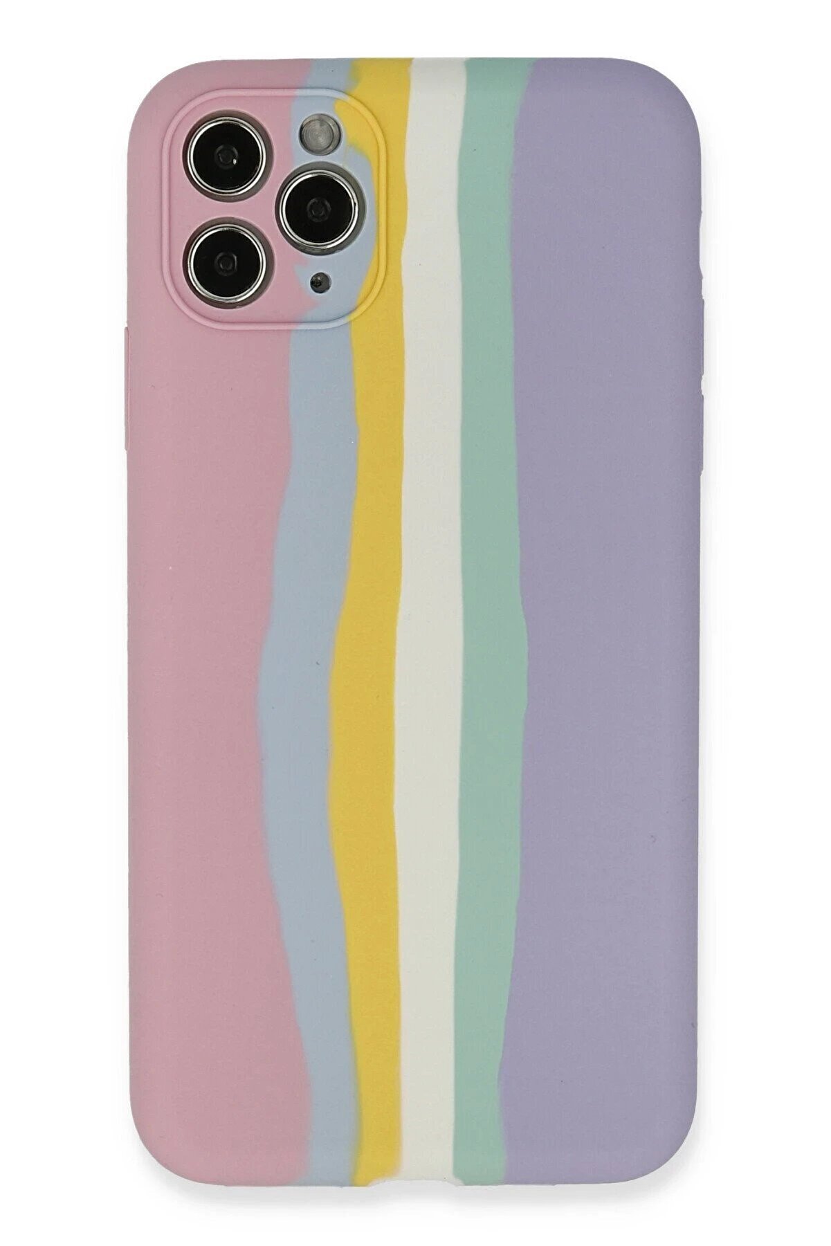 CepteToptan iPhone 11 Pro Kılıf Ebruli Lansman Silikon - Pembe-Lila - DROPX9518-2931