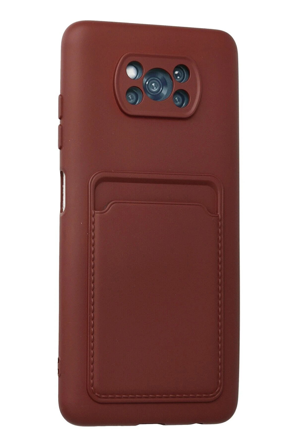 Xi̇aomi̇ Pocophone X3 Kılıf Kelvi̇n Kartvi̇zi̇tli̇ Si̇li̇kon - Bordo - Dropx9977-1461