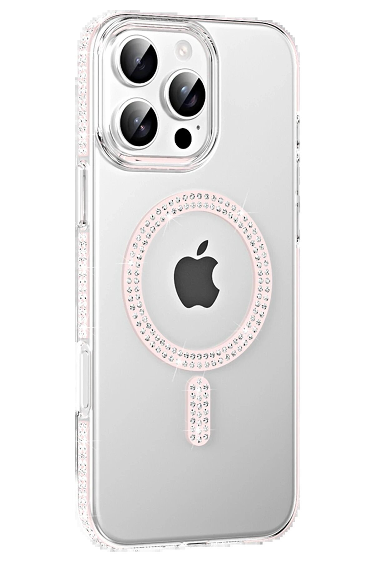 CepteToptan Apple iPhone 16 Pro Max Move Taşlı Magsafe Kapak - Gümüş - DROPX9797-8846