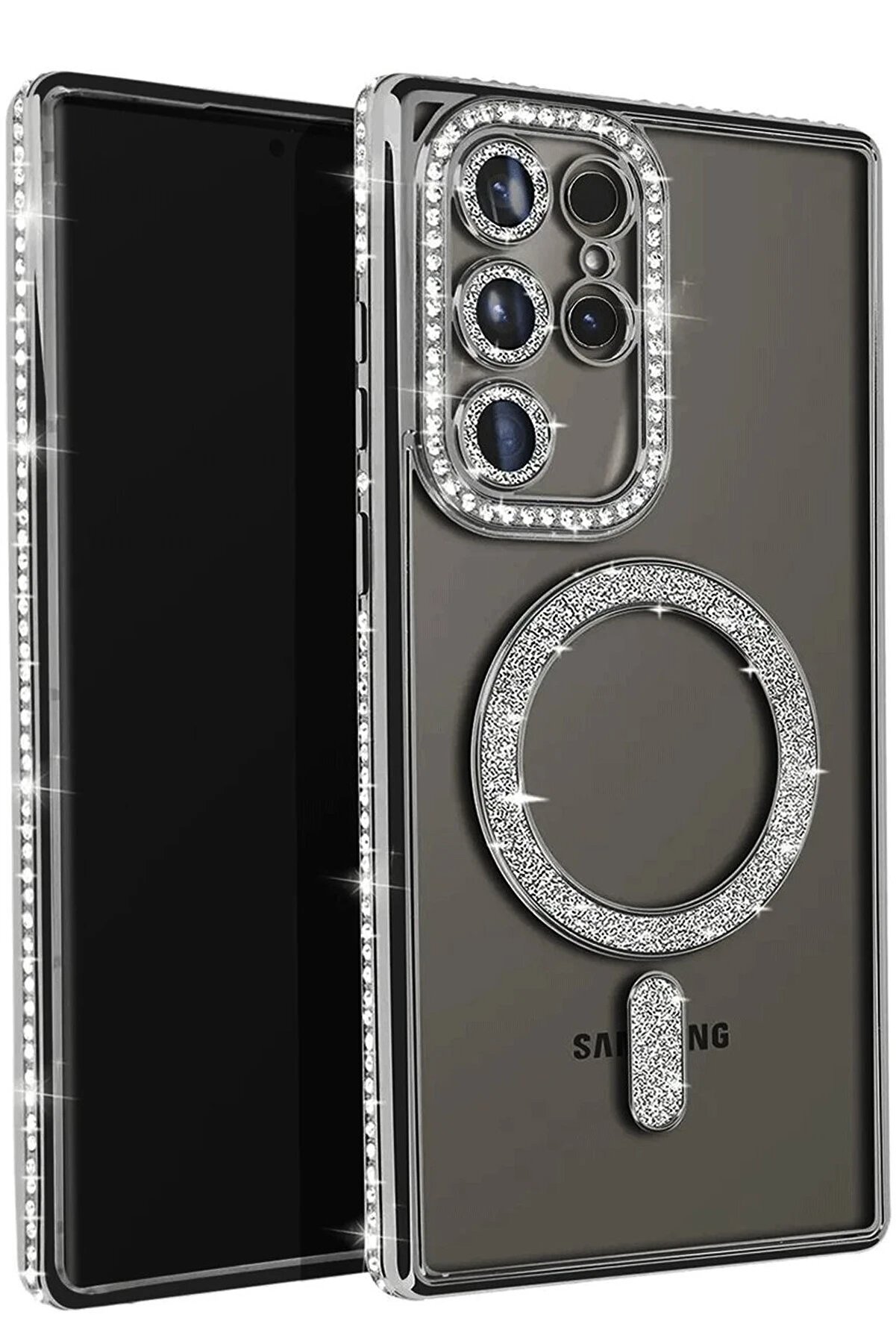 CepteToptan Samsung Galaxy S25 Ultra Kılıf Joke Simli Magneticsafe Kılıf - Siyah - DROPX3583-1549