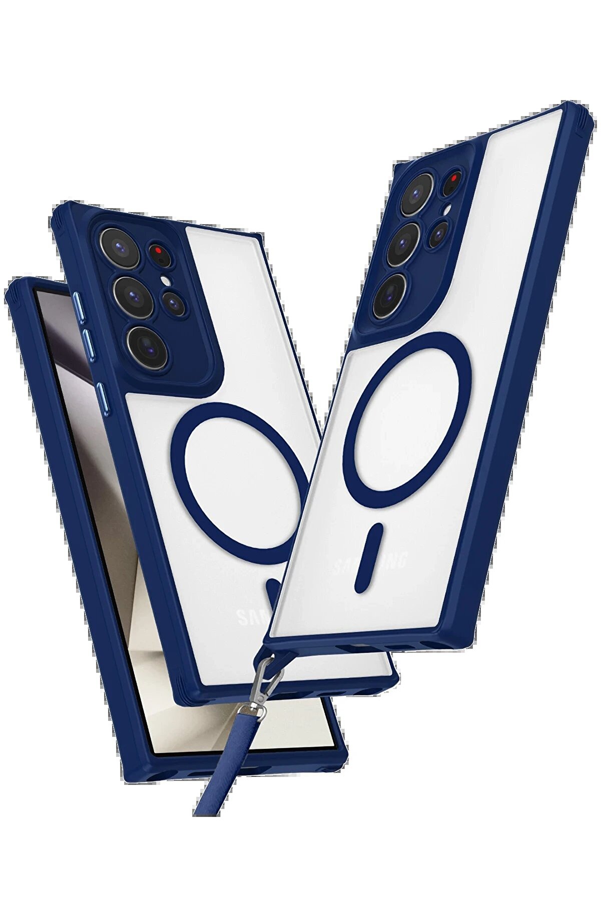 CepteToptan Samsung Galaxy S24 Ultra Kılıf Enka Magsafe Silikon Kılıf - Lacivert - DROPX1970-9717