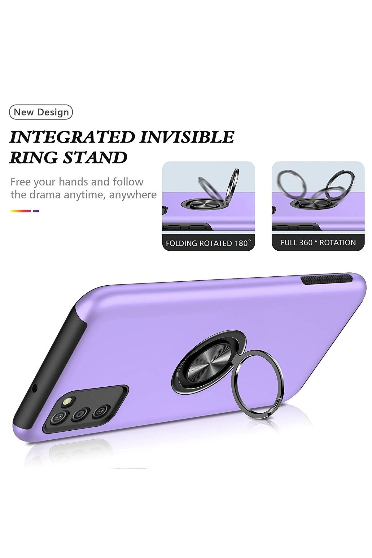 Samsung Galaxy A02S Kılıf Eli̇t Yüzüklü Kapak - Mor - Dropx4777-5415
