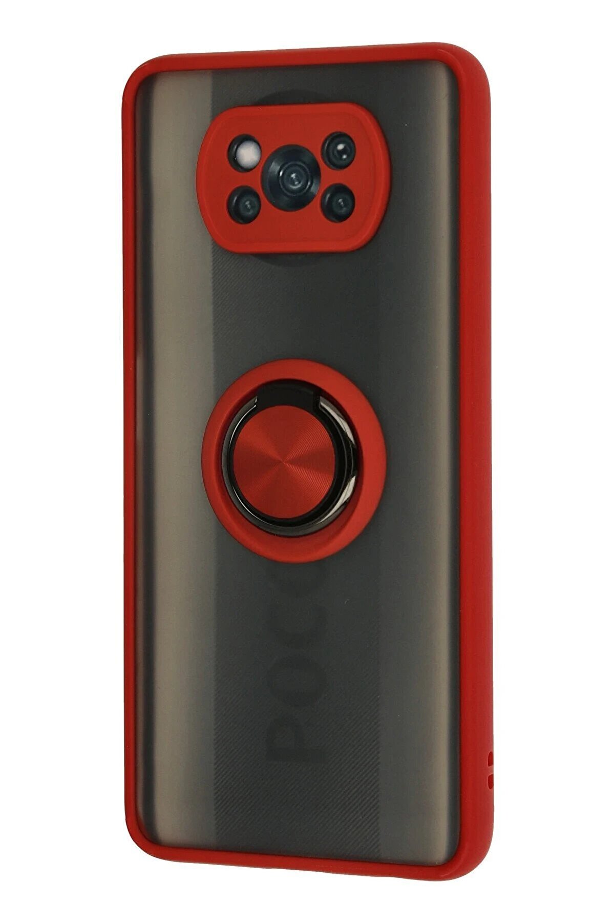 Xi̇aomi̇ Pocophone X3 Kılıf Montreal Yüzüklü Si̇li̇kon Kapak - Kırmızı - Dropx1273-5888