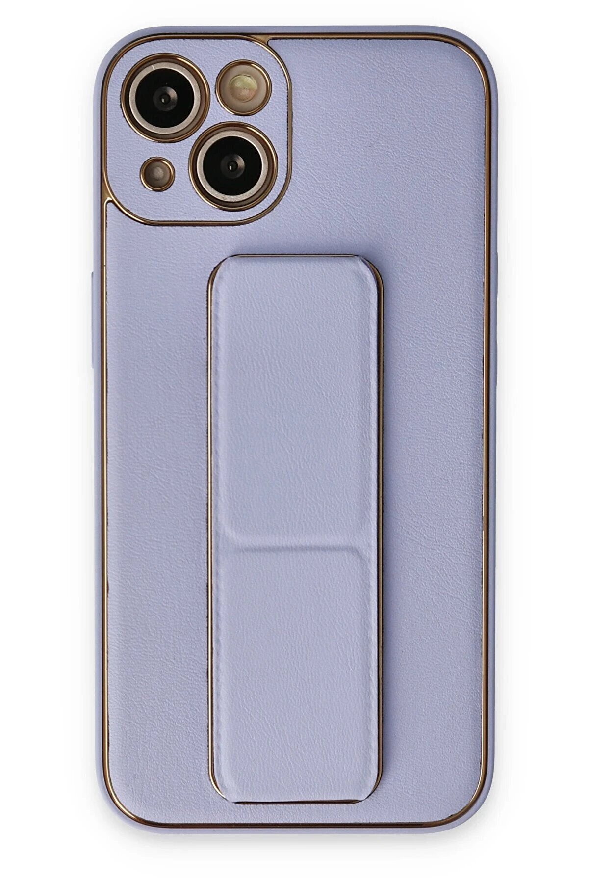 CepteToptan iPhone 14 Plus Kılıf Coco Deri Standlı Kapak - Lila - DROPX6227-8405