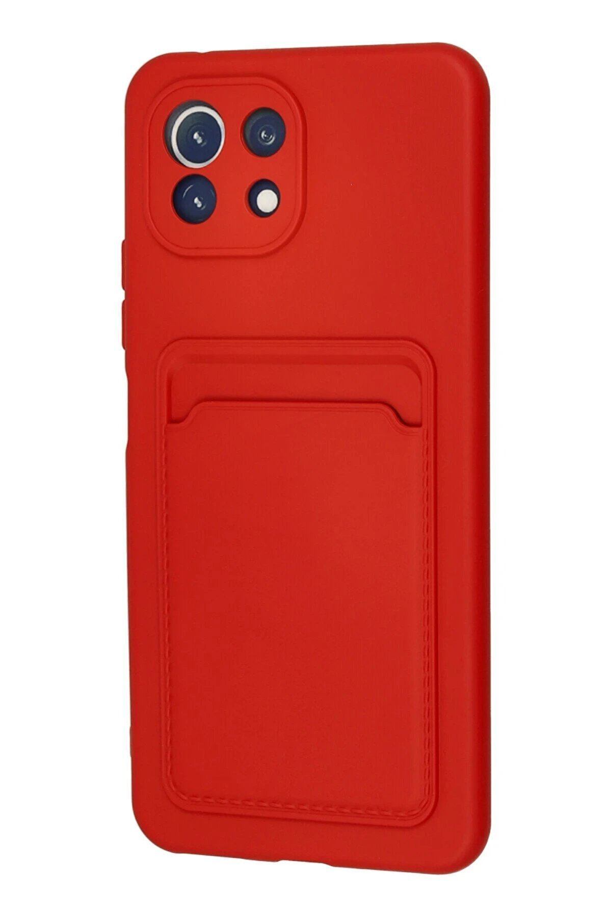 Xi̇aomi̇ Mi̇ 11 Kılıf Kelvi̇n Kartvi̇zi̇tli̇ Si̇li̇kon - Kırmızı - Dropx6521-2278