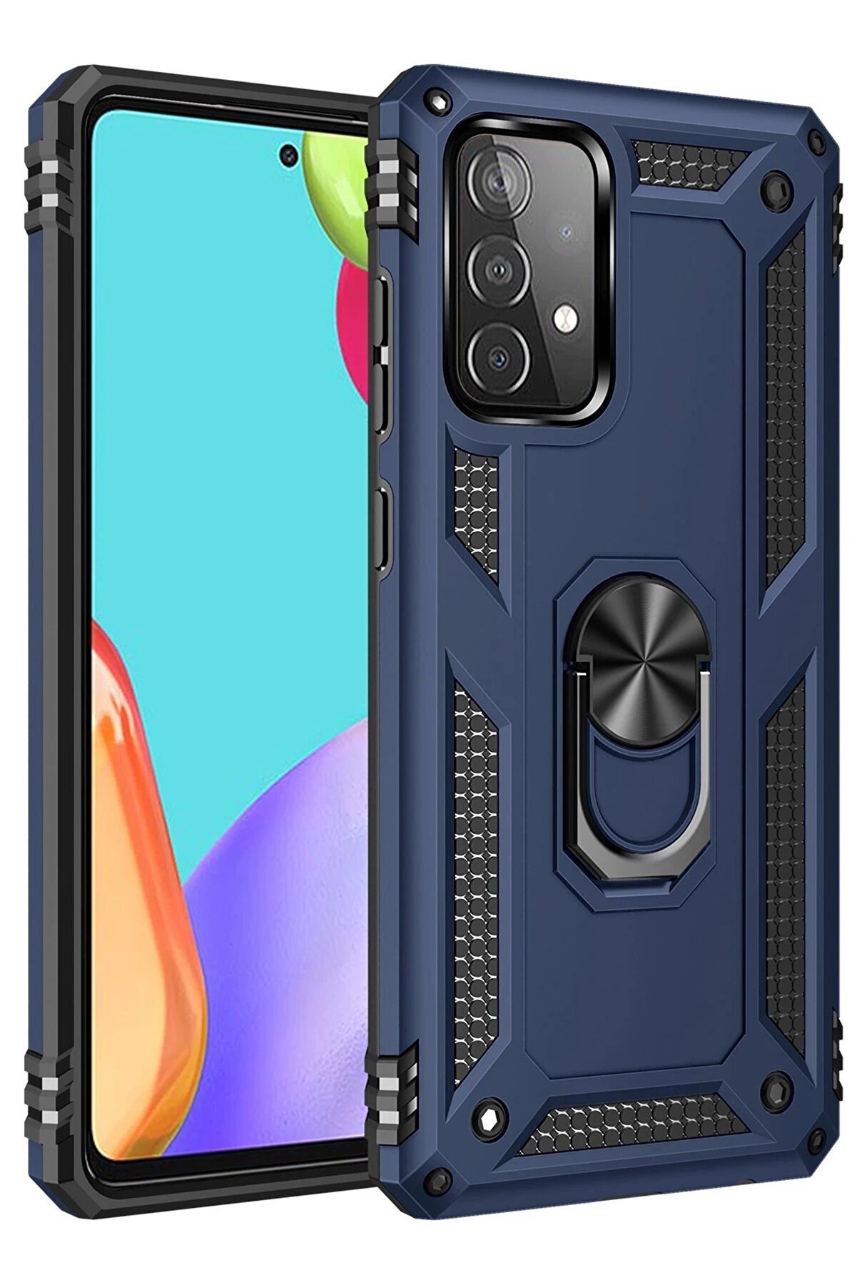 CepteToptan Samsung Galaxy A33 5G Kılıf Sofya Yüzüklü Silikon Kapak - Lacivert - DROPX7971-2579