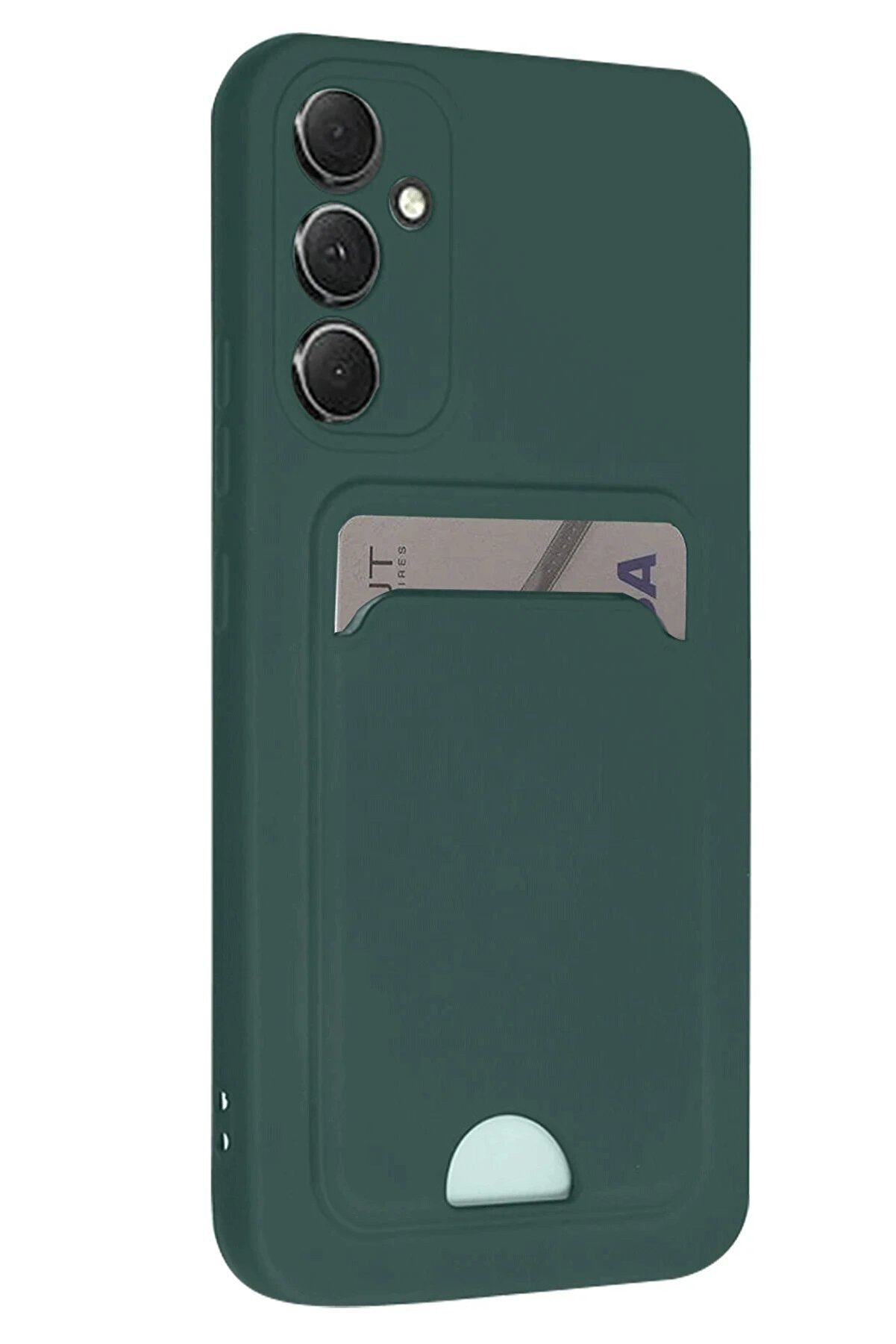 CepteToptan Samsung Galaxy A16 5G Kılıf Kelvin Kartvizitli Silikon - Koyu Yeşil - DROPX7309-1060