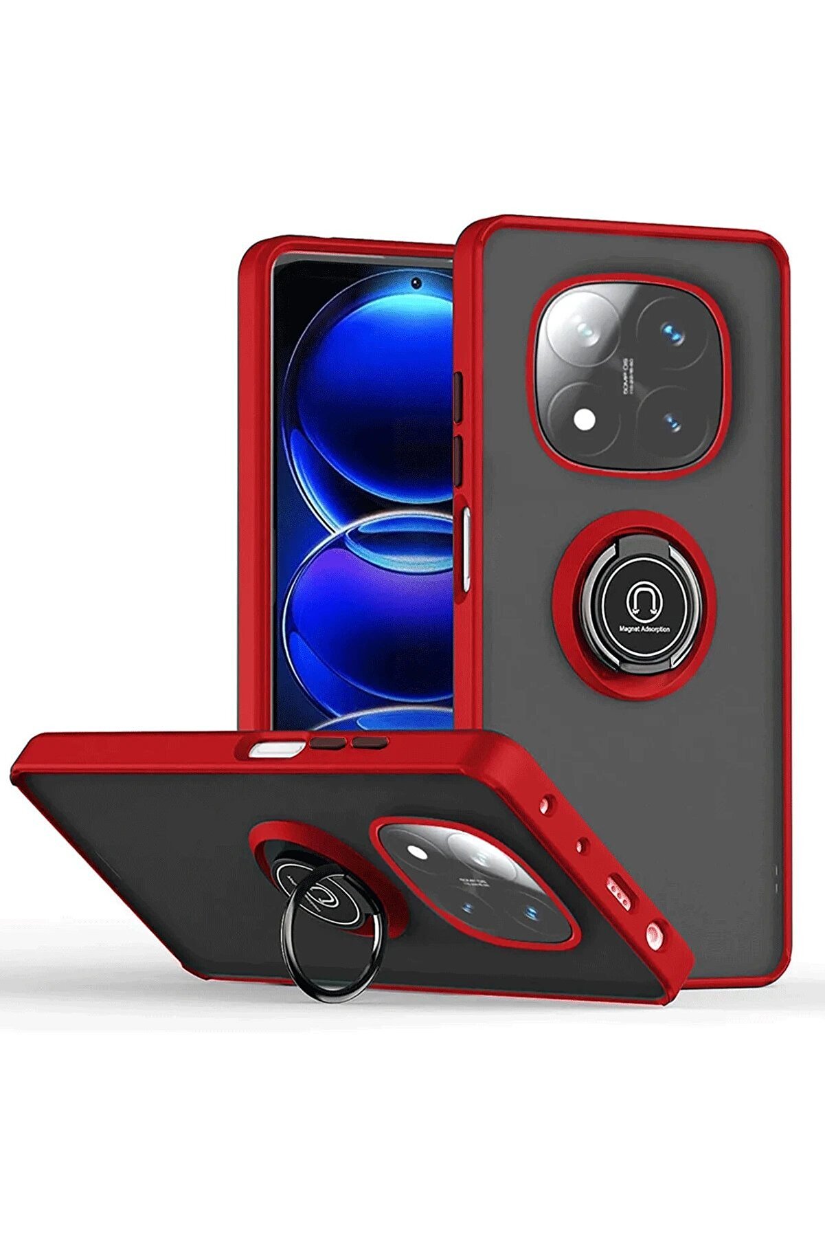 CepteToptan Xiaomi Redmi Note 14 Pro 4G Kılıf Montreal Yüzüklü Silikon Kapak - Kırmız - DROPX8433-5208