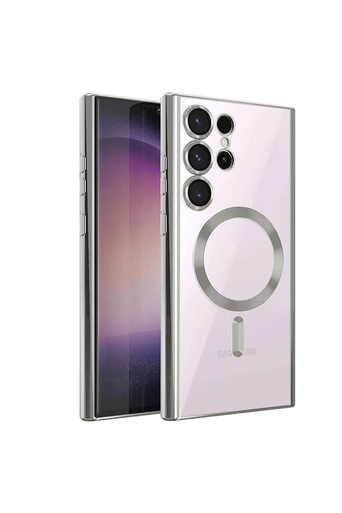 CepteToptan Samsung Galaxy S23 Ultra Kılıf Kross Magneticsafe Kapak - G&uuml;m&uuml;ş - DROPX9946-4281