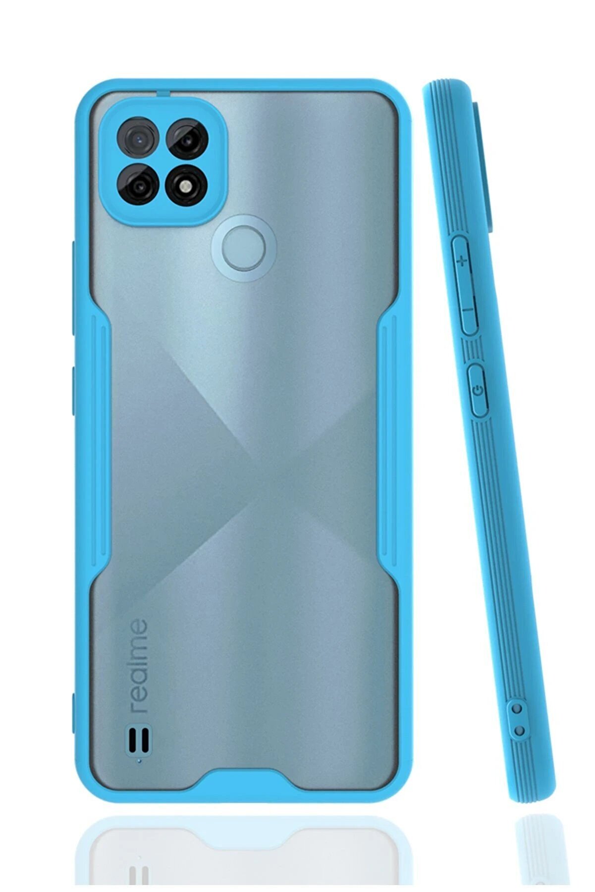 CepteToptan Realme C21 Kılıf Platin Silikon - Mavi - DROPX5632-6476