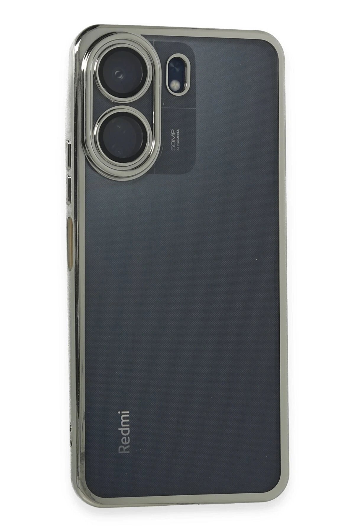 CepteToptan Xiaomi Redmi 13C Kılıf Lensli Silikon - Gümüş - DROPX9515-1179