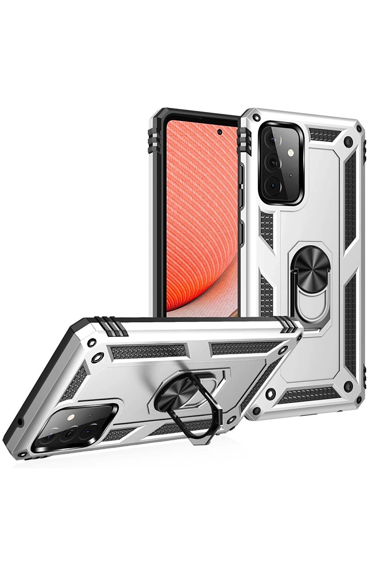 Samsung Galaxy A72 Kılıf Sofya Y&uuml;z&uuml;kl&uuml; Si̇li̇kon Kapak - G&uuml;m&uuml;ş - Dropx2156-6399