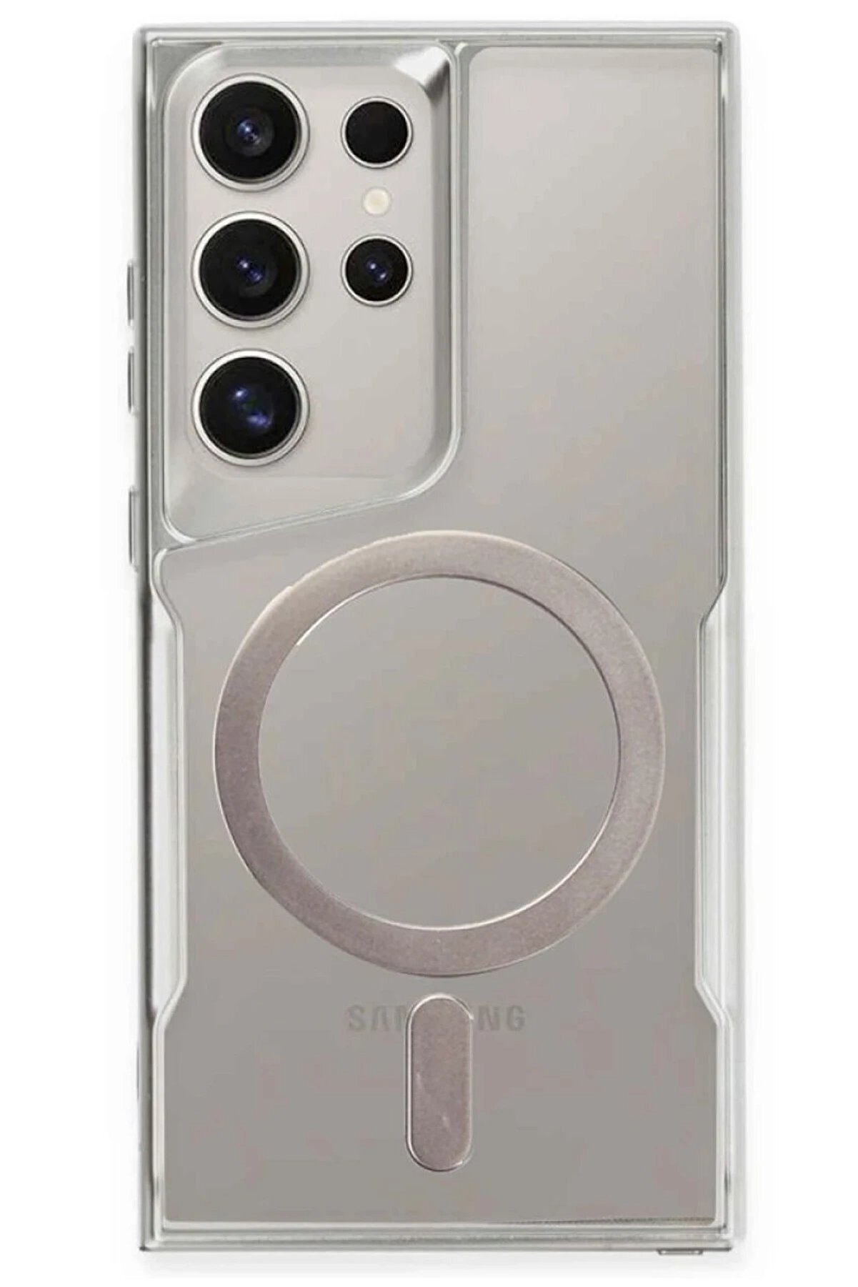 CepteToptan Samsung Galaxy S23 Ultra Kılıf Boyi Magsafe Silikon Kapak - G&uuml;m&uuml;ş - DROPX6463-8489