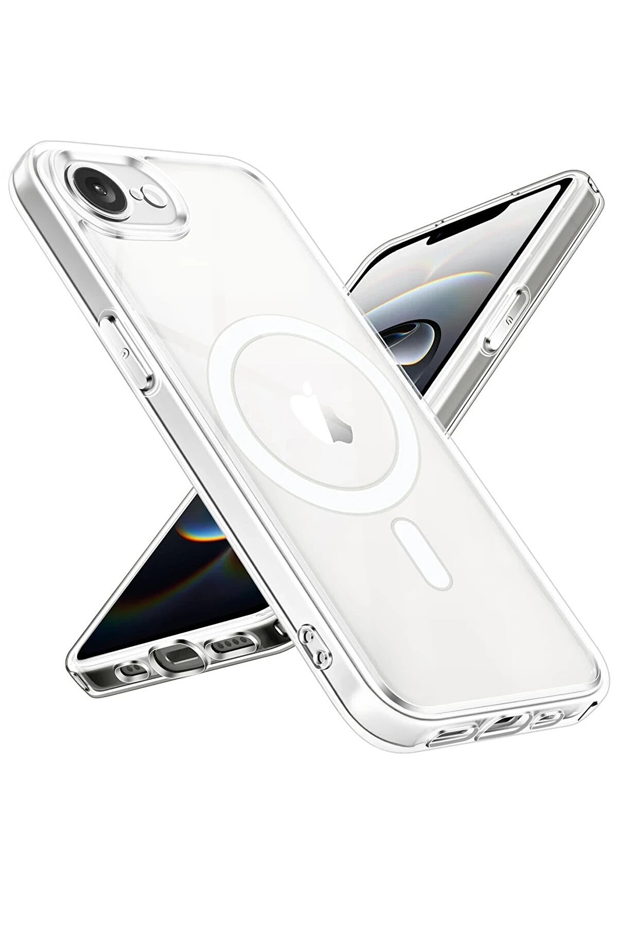 CepteToptan iPhone 16E Kılıf Magneticsafe Şeffaf Silikon - Şeffaf - DROPX8657-2027