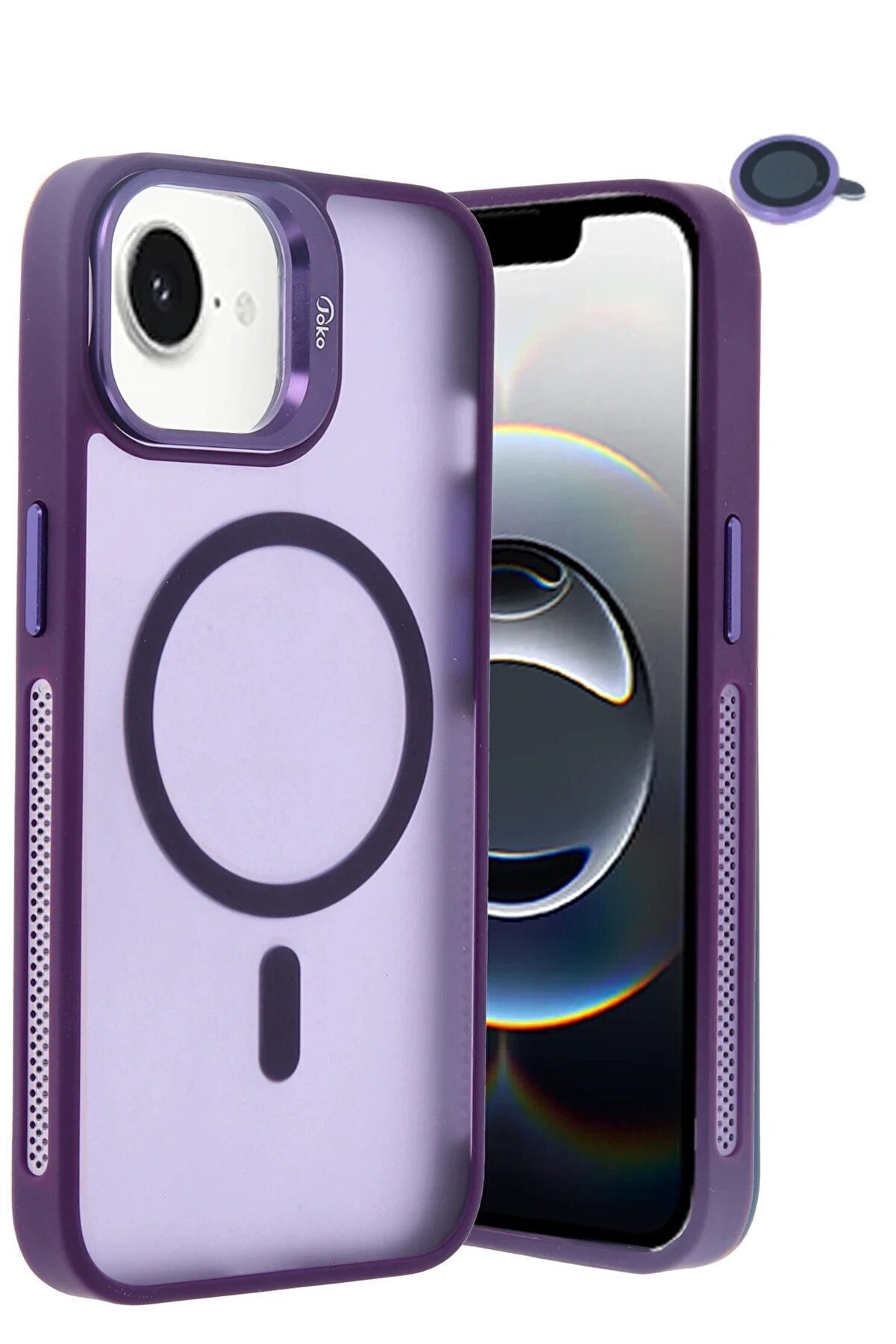 CepteToptan iPhone 16E Flet Lens Magsafe Kapak - Derin Mor - DROPX3592-9841