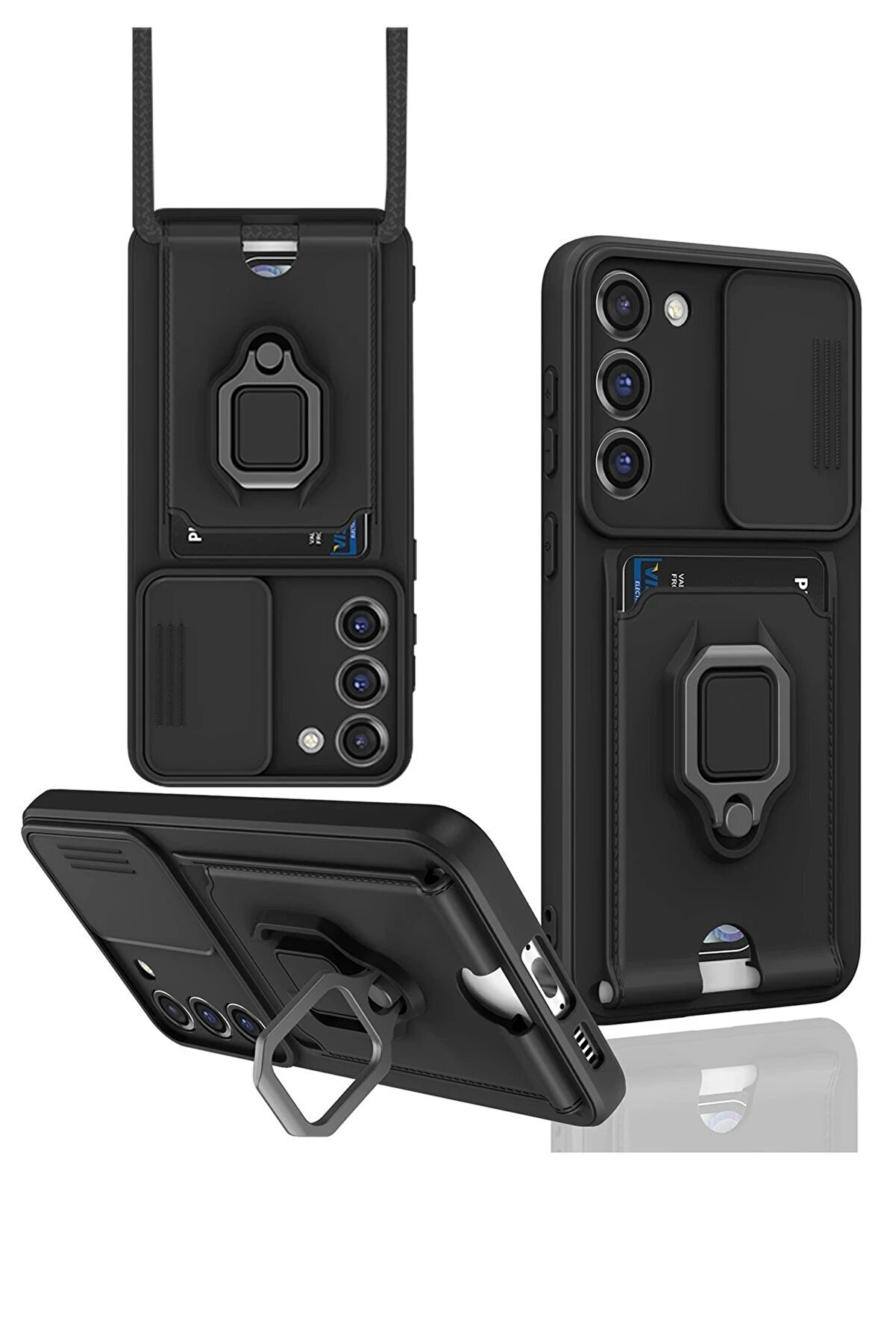 CepteToptan Samsung Galaxy S24 Plus Kılıf Zuma Kartvizitli Y&uuml;z&uuml;kl&uuml; Silikon - Siyah - DROPX3068-8382