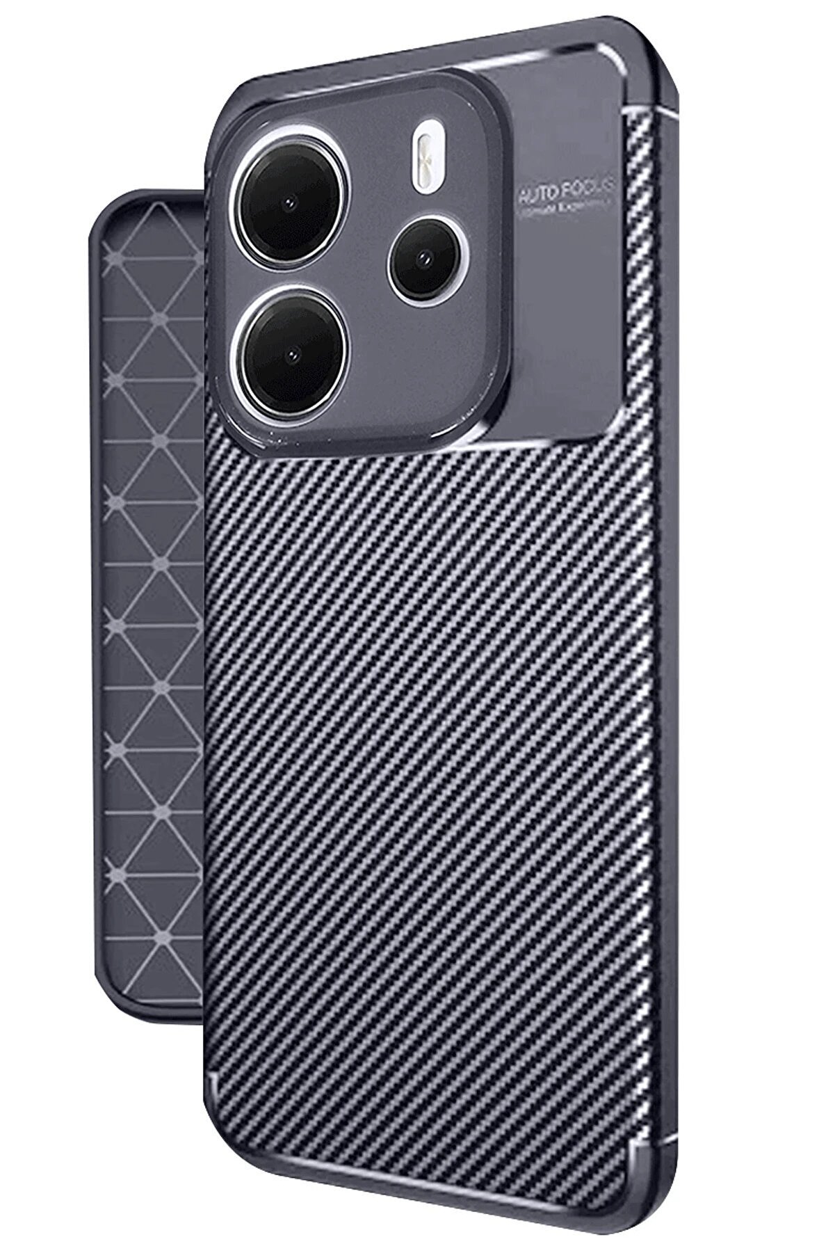 Xi̇aomi̇ Redmi̇ Note 14 4G Kılıf Auto Focus Karbon Kapak - Laci̇vert - Dropx3410-2893