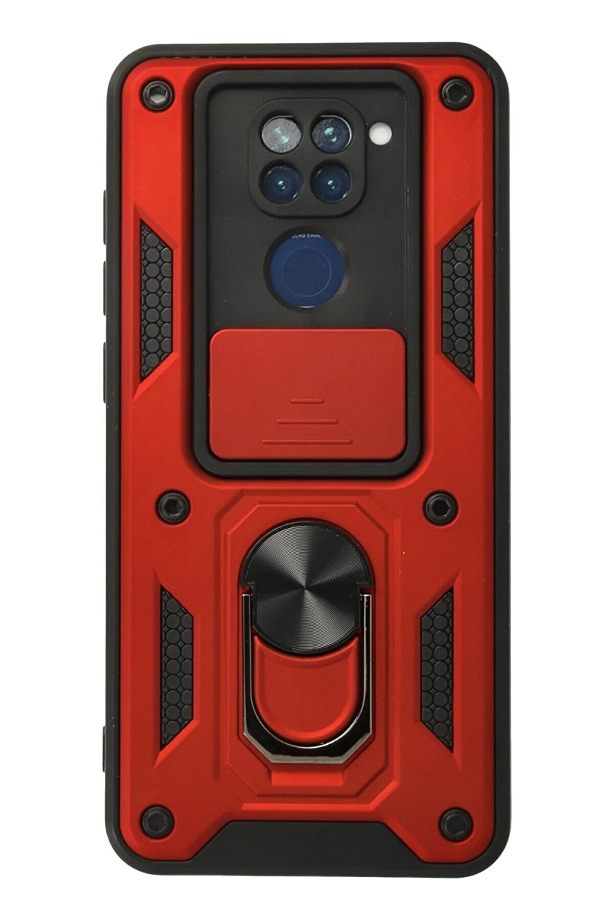 CepteToptan Xiaomi Redmi Note 9 Kılıf Pars Lens Yüzüklü Silikon - Kırmızı - DROPX9427-4207