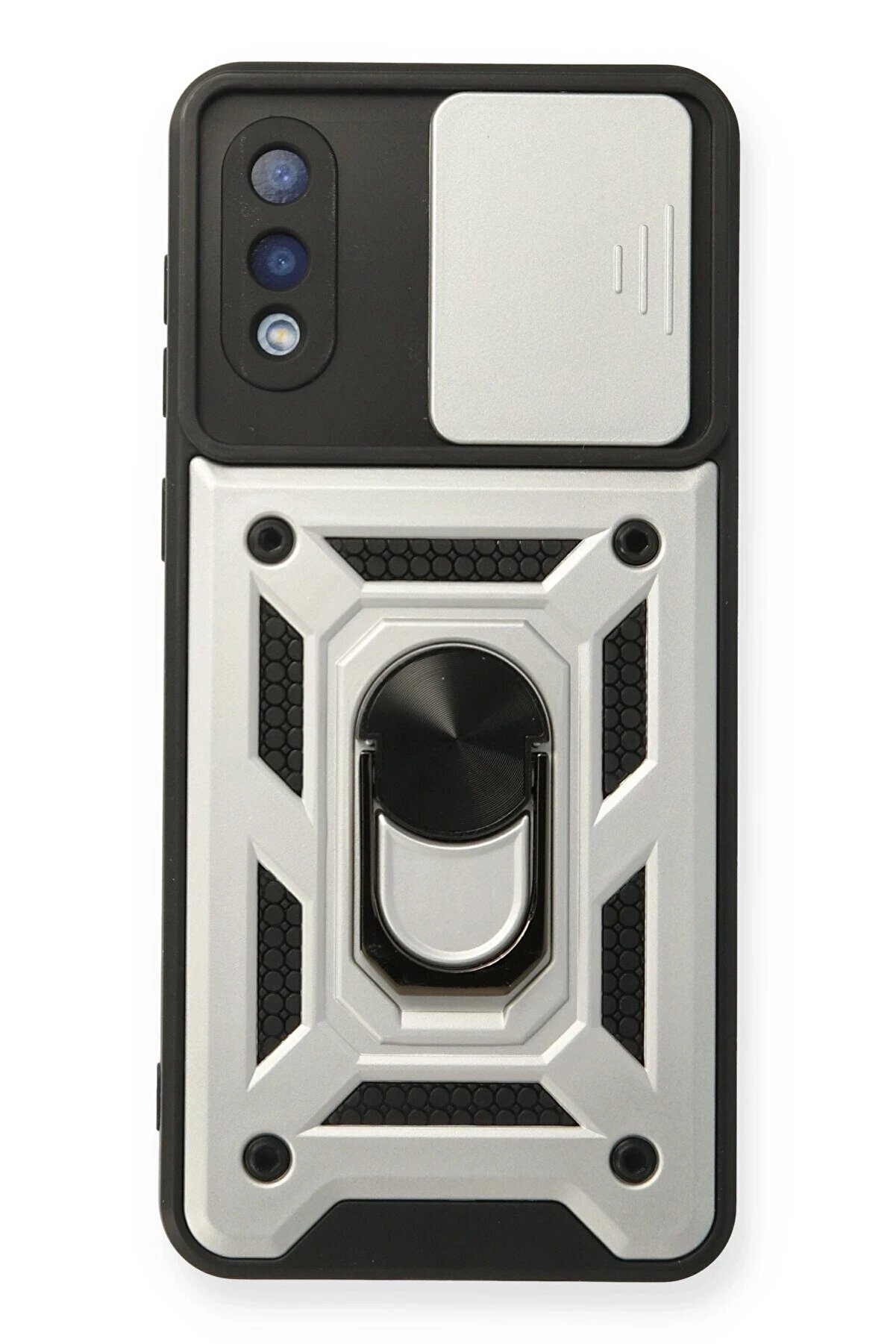 CepteToptan Samsung Galaxy A02 Kılıf Pars Lens Y&uuml;z&uuml;kl&uuml; Silikon - G&uuml;m&uuml;ş - DROPX6990-6177