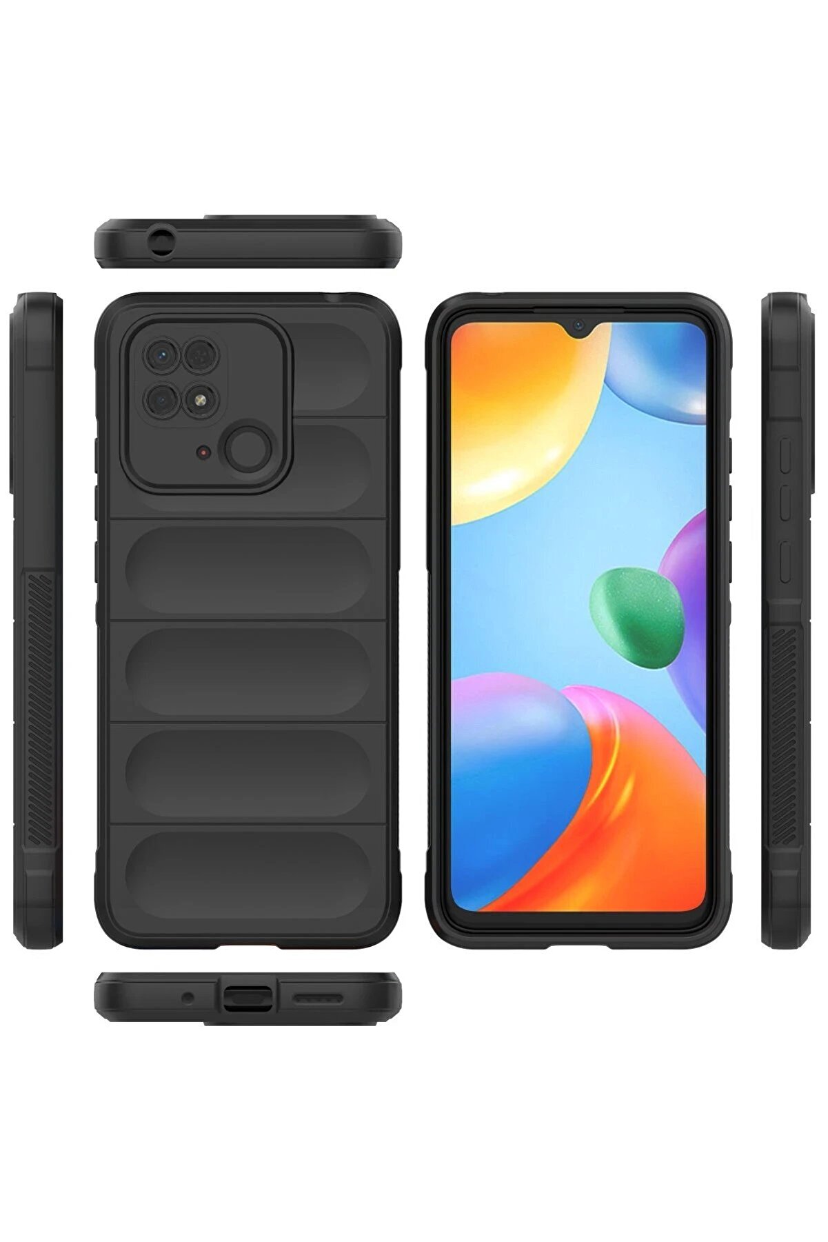 Xi̇aomi̇ Redmi̇ 10C Kılıf Opti̇mum Si̇li̇kon - Si̇yah - Dropx7017-9769