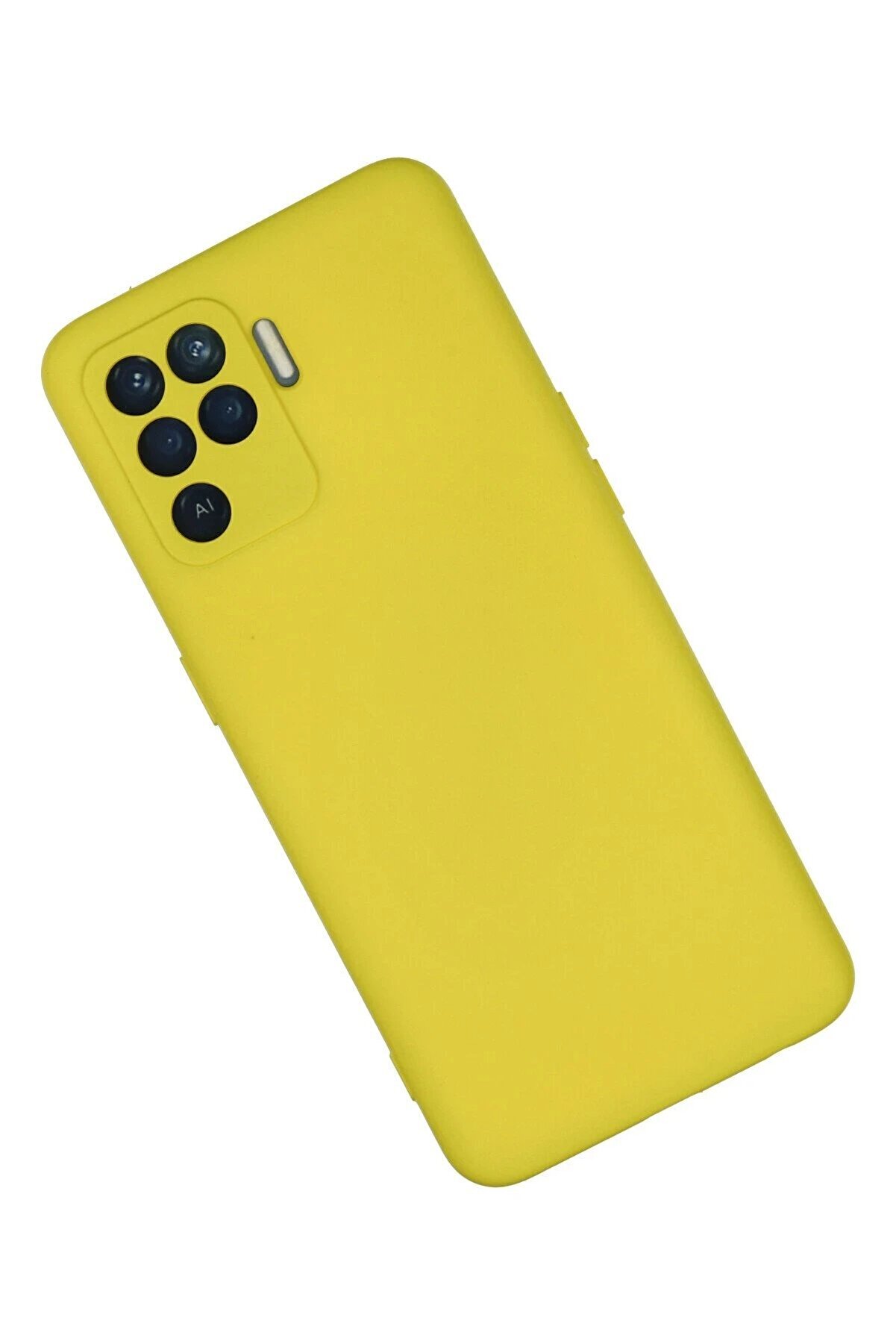 Oppo Reno 5 Li̇te Kılıf Nano İçi̇ Kadi̇fe Si̇li̇kon - Sarı - Dropx5944-9064