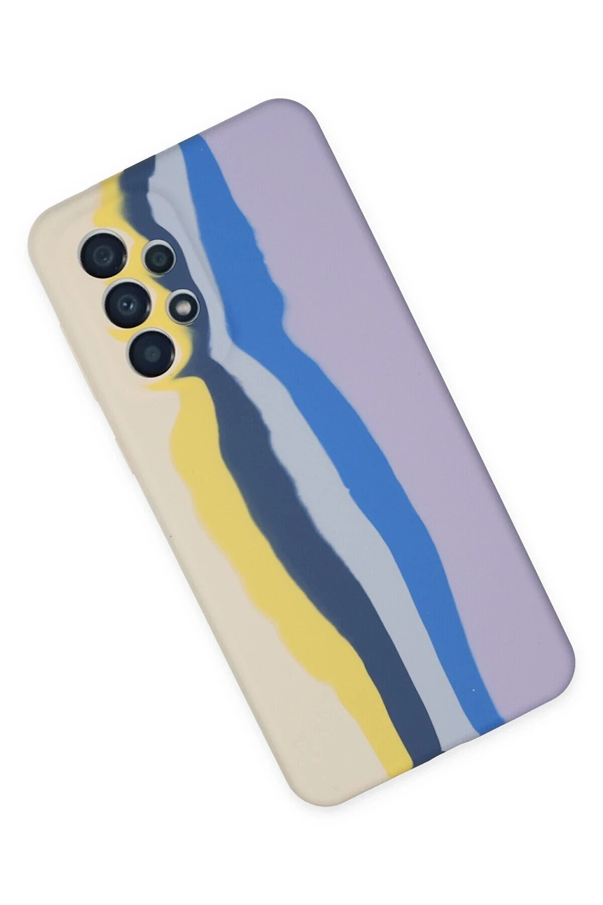 Samsung Galaxy A53 5G Kılıf Ebruli̇ Lansman Si̇li̇kon - Sarı-Li̇la - Dropx9000-7302