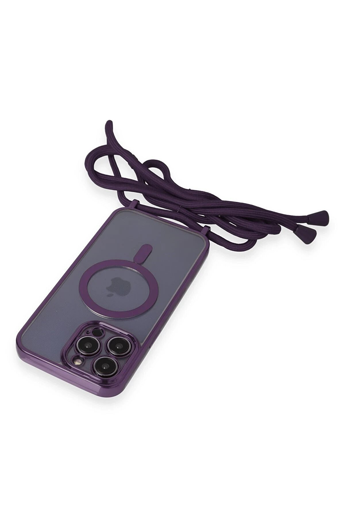 İphone 14 Pro Kılıf Di̇vo Lazer Askılı Magsafe Kapak - Deri̇n Mor - Dropx7556-6716