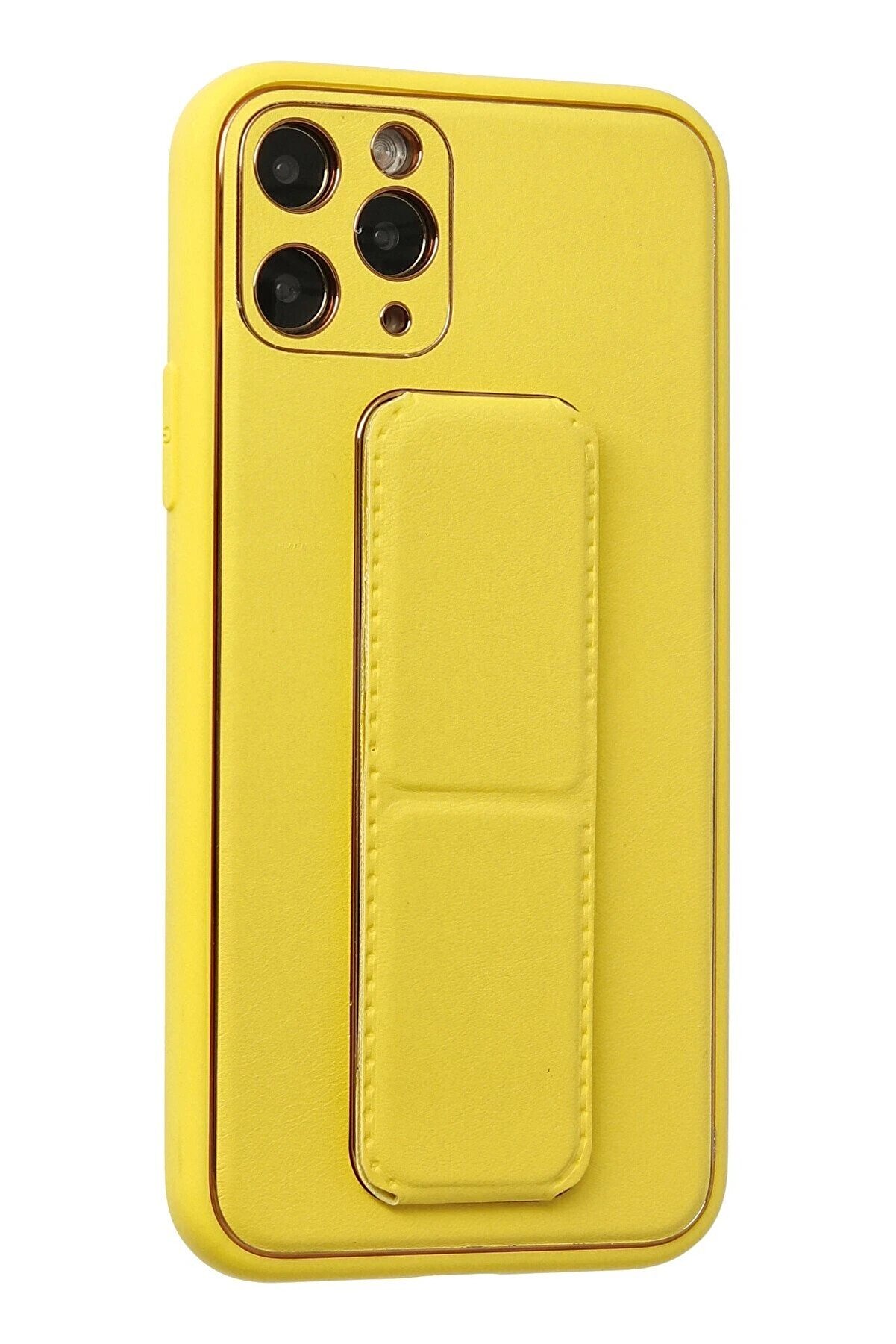 İphone 11 Pro Kılıf Coco Deri̇ Standlı Kapak - Sarı - Dropx3977-5328