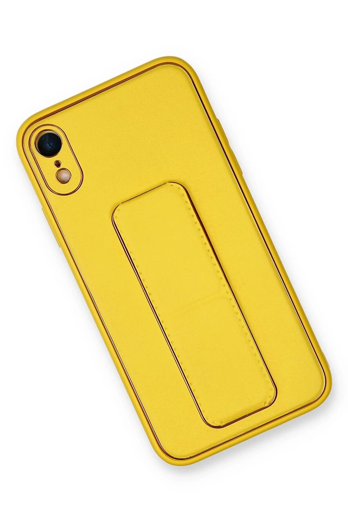 İphone Xr Kılıf Coco Deri̇ Standlı Kapak - Sarı - Dropx3768-4220