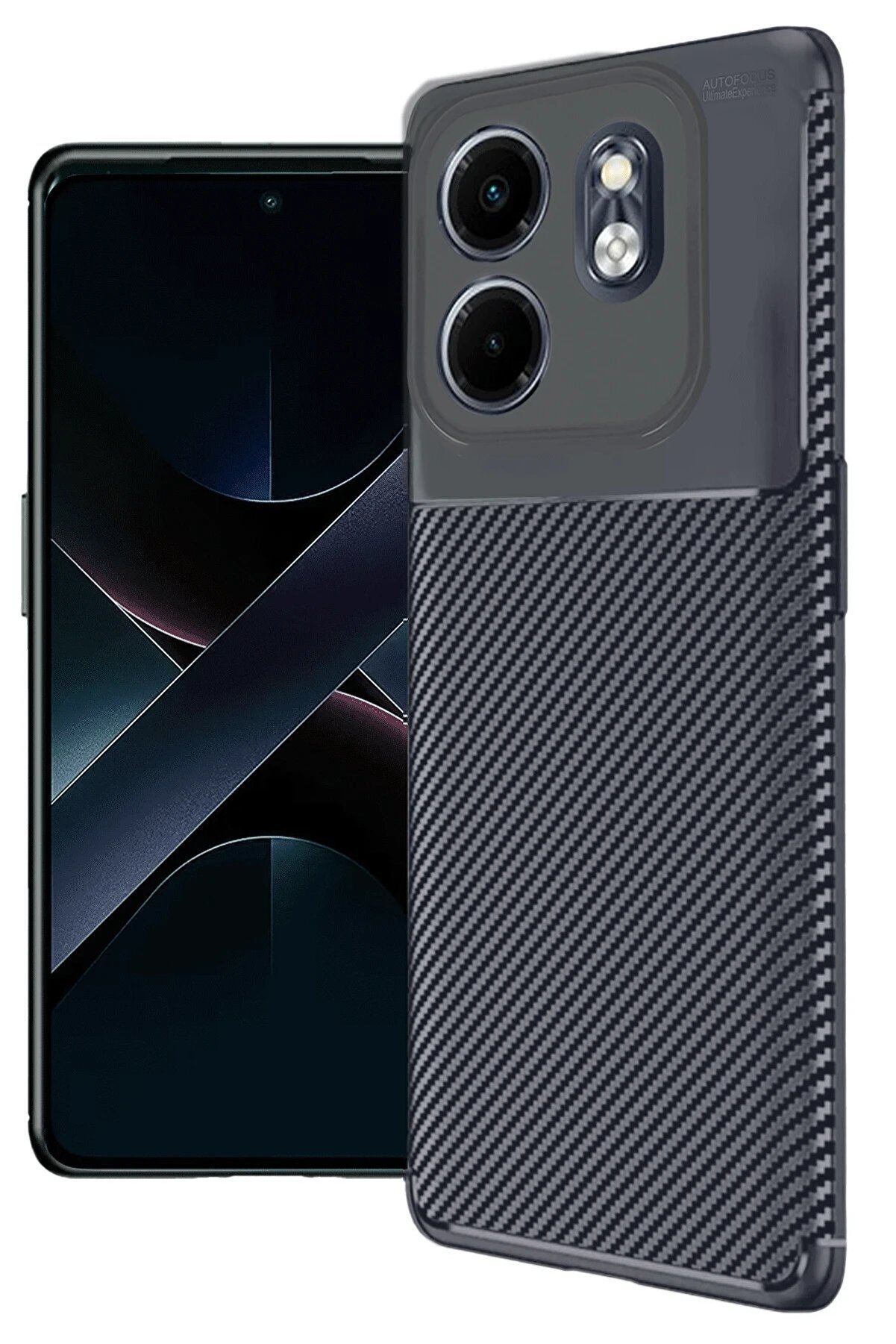 İnfi̇ni̇x Smart 9 Kılıf Auto Focus Karbon Kapak - Laci̇vert - Dropx2704-2040