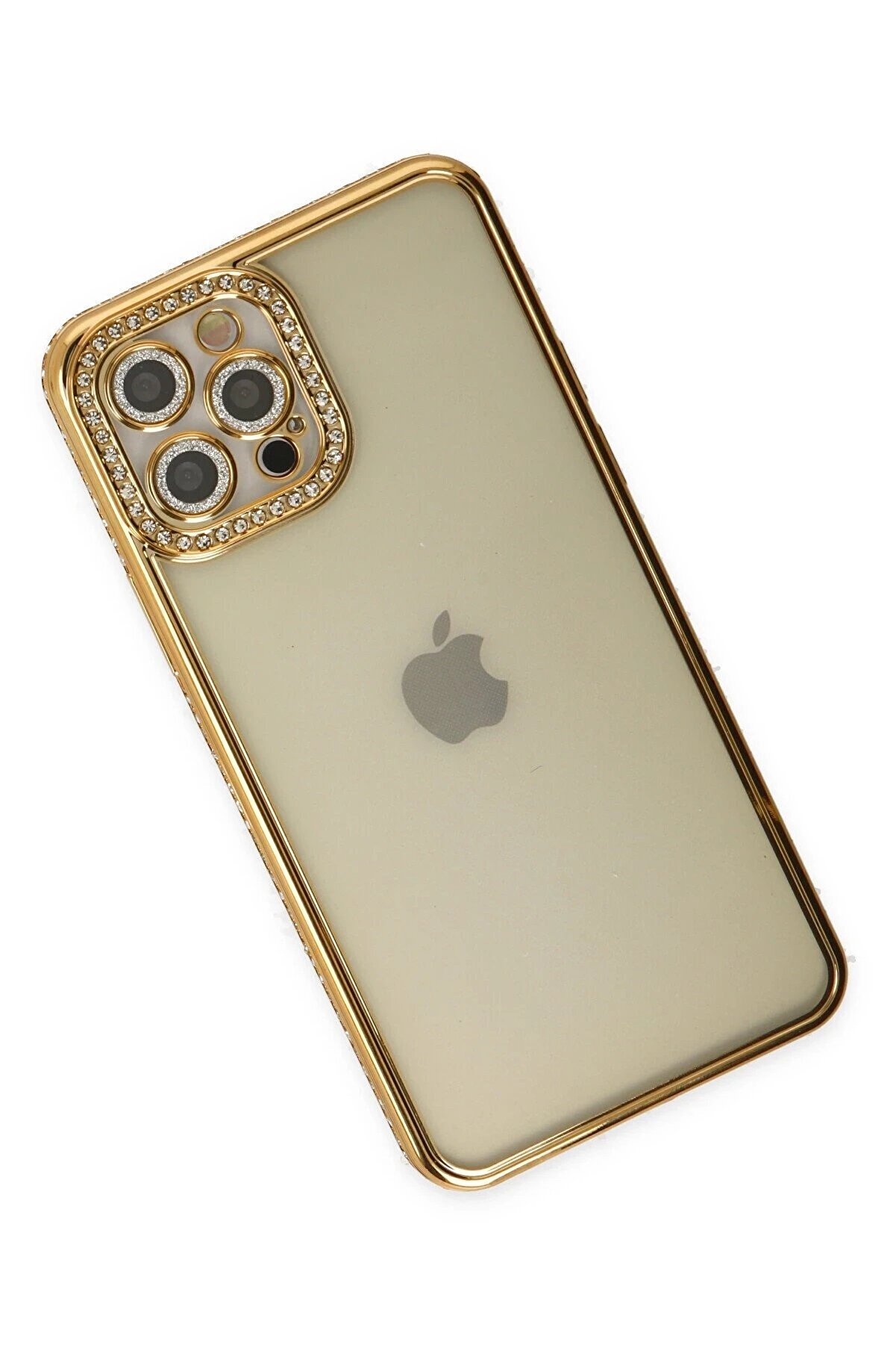 İphone 12 Pro Kılıf Joke Taşlı Si̇li̇kon - Gold - Dropx2913-7568