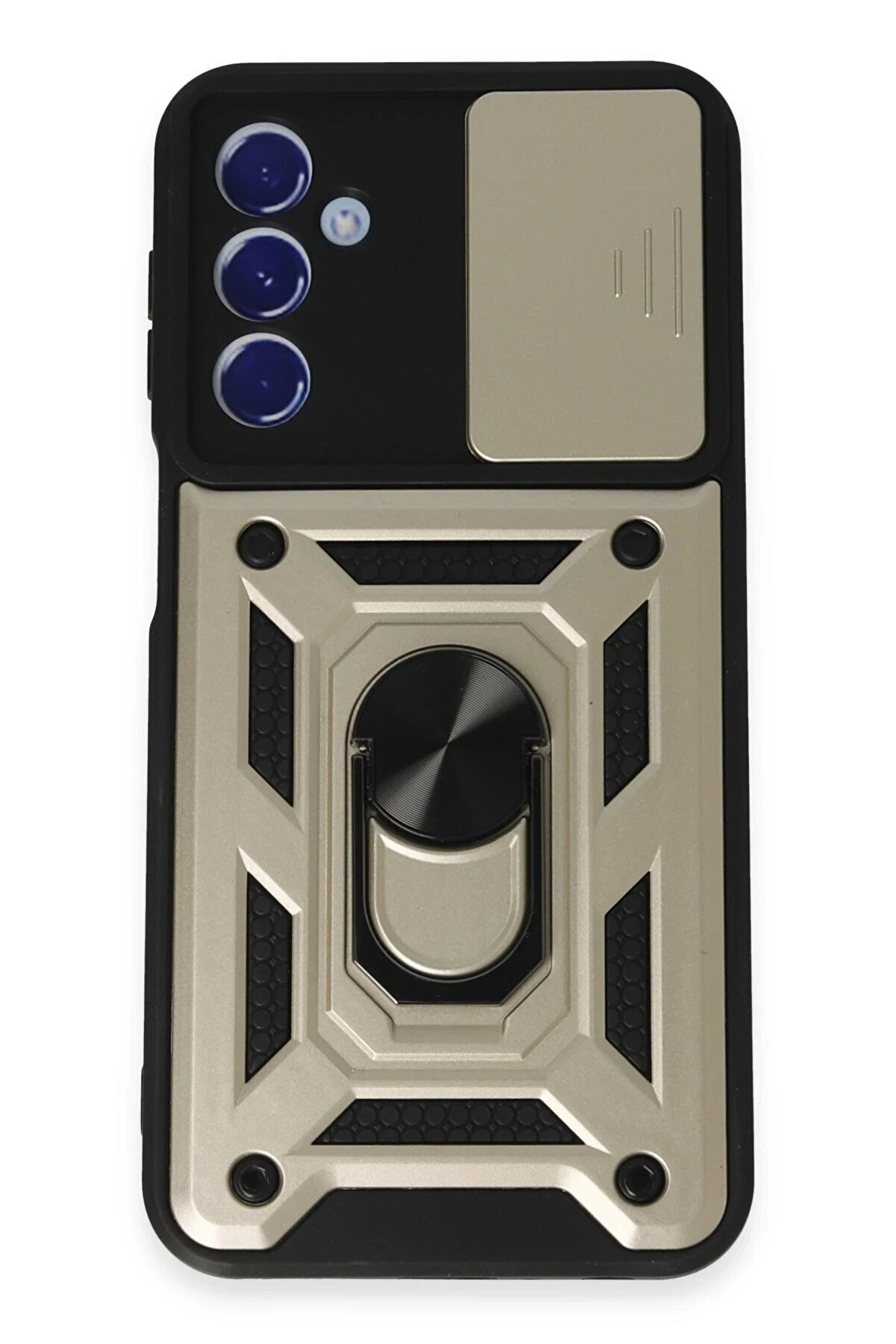 CepteToptan Samsung Galaxy M34 5G Kılıf Pars Lens Yüzüklü Silikon - Gold - DROPX8790-2744