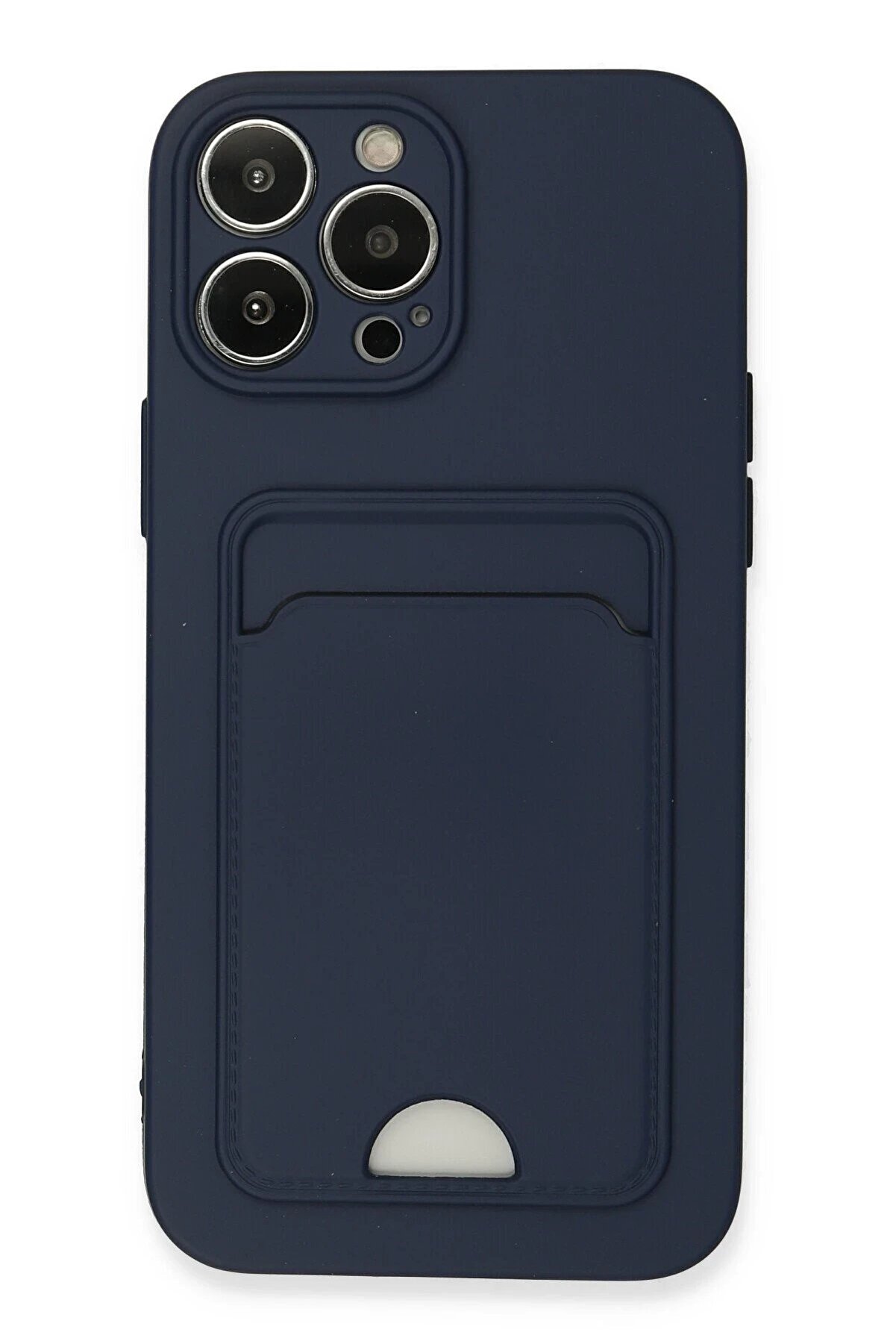 CepteToptan iPhone 13 Pro Max Kılıf Kelvin Kartvizitli Silikon - Lacivert - DROPX8765-7555