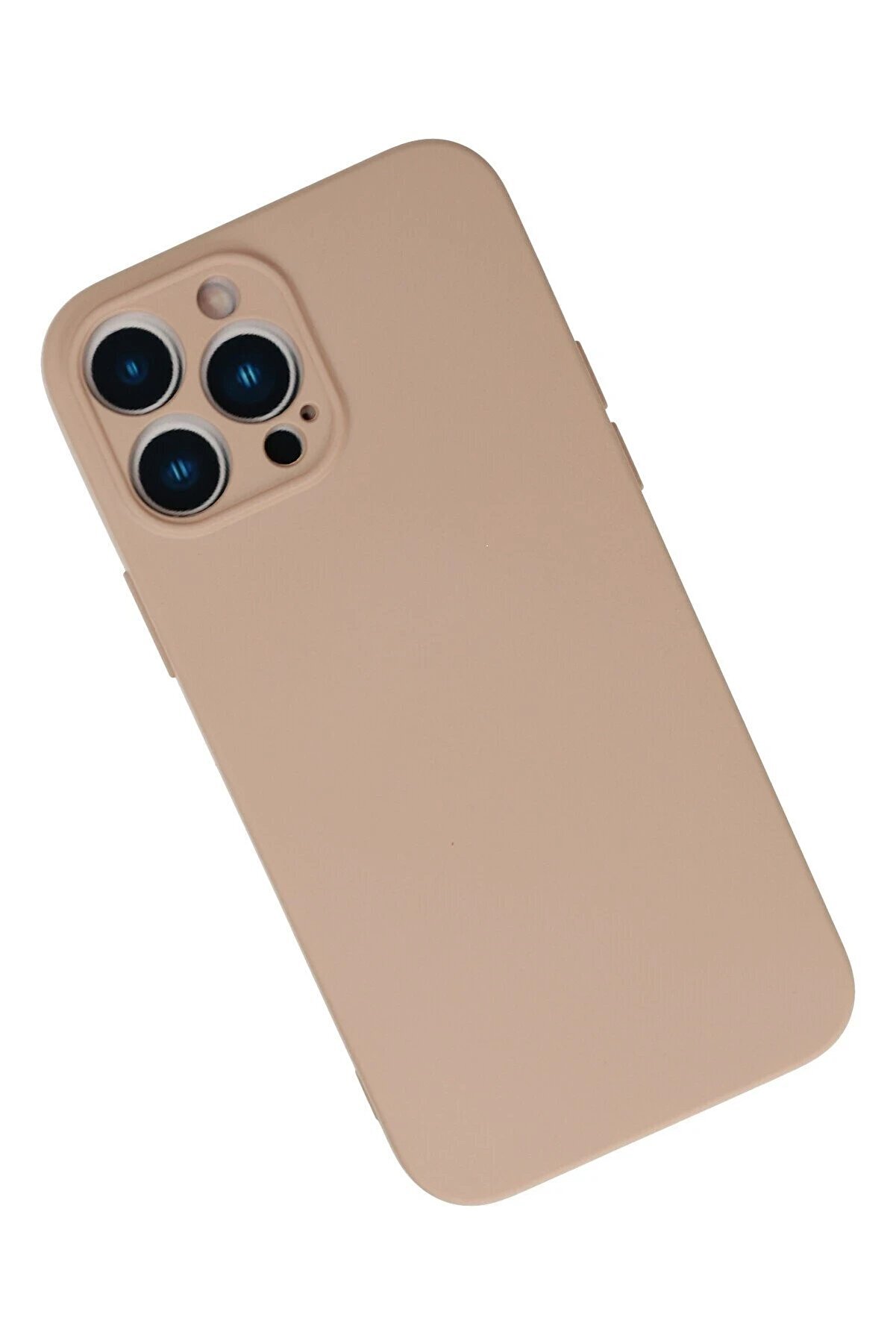 İphone 13 Pro Max Kılıf Nano İçi̇ Kadi̇fe Si̇li̇kon - Pudra - Dropx5100-9323
