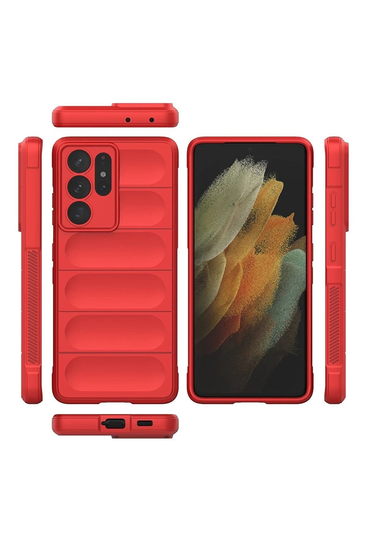 Samsung Galaxy S21 Ultra Kılıf Opti̇mum Si̇li̇kon - Kırmızı - Dropx8407-1789