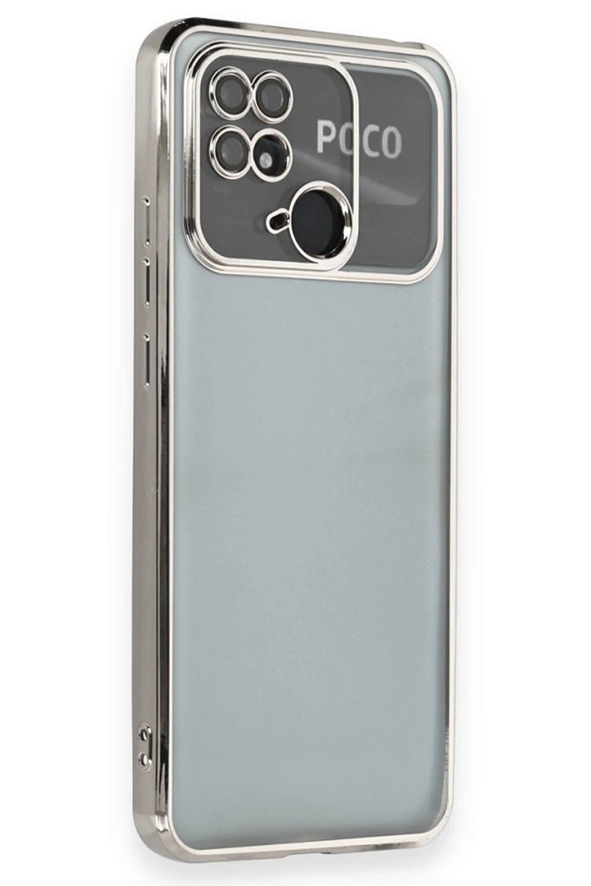 CepteToptan Xiaomi Redmi 10C Kılıf Lensli Silikon - G&uuml;m&uuml;ş - DROPX9664-8145