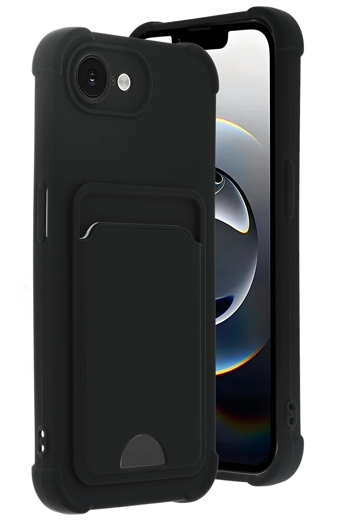 Apple İphone 16E Kelvi̇n Kartvi̇zi̇tli̇ Si̇li̇kon - Si̇yah - Dropx1168-6781